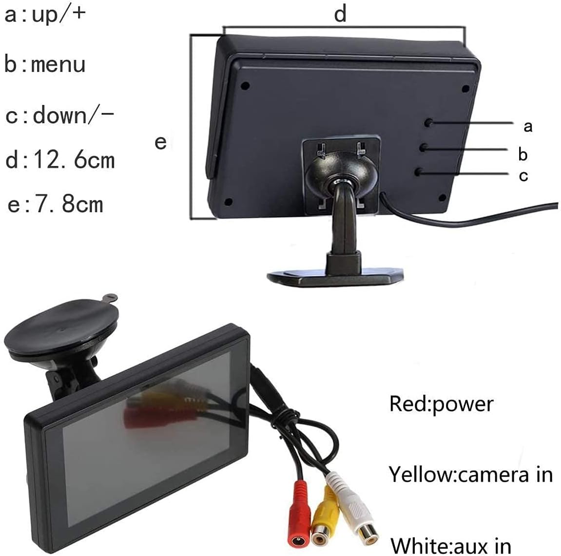Back Up Camera with 4.3 Inch Monitor Kit, Reverse Rear View Camera for Trucks, Pickups, Suvs, RVs, Easy Install IP68 Waterproof Night Vision with Parking Guidelines,12 LED Rear View Monitor for 12V