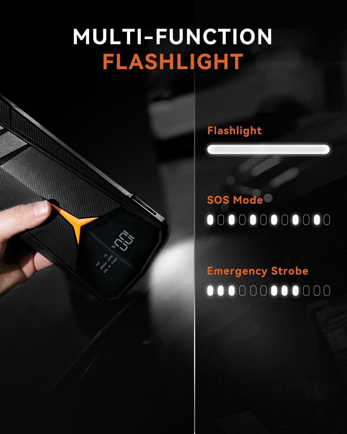 SUNPOW Lithium Jump Starter Battery Pack 2000A Peak 20000mAh (Up to All Gas and 8.5L Diesel),12V Battery Booster for Cars, Trucks, SUV, Portable Power Pack with LCD Screen & LED Light