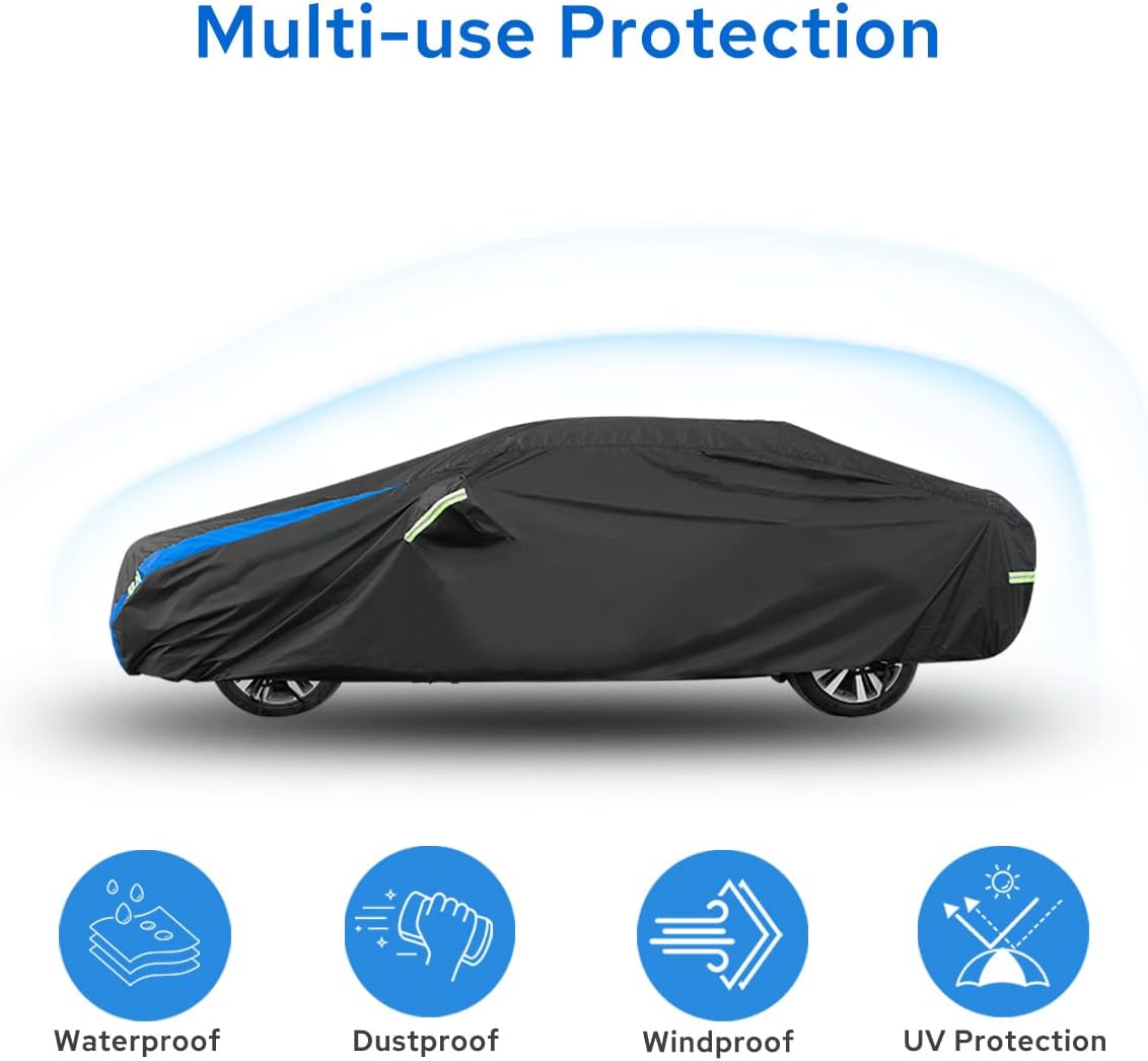 Avecrew Car Cover Waterproof All Weather for Automobiles, Outdoor Heavy Duty Full Exterior Covers for Sedan(194"-208")