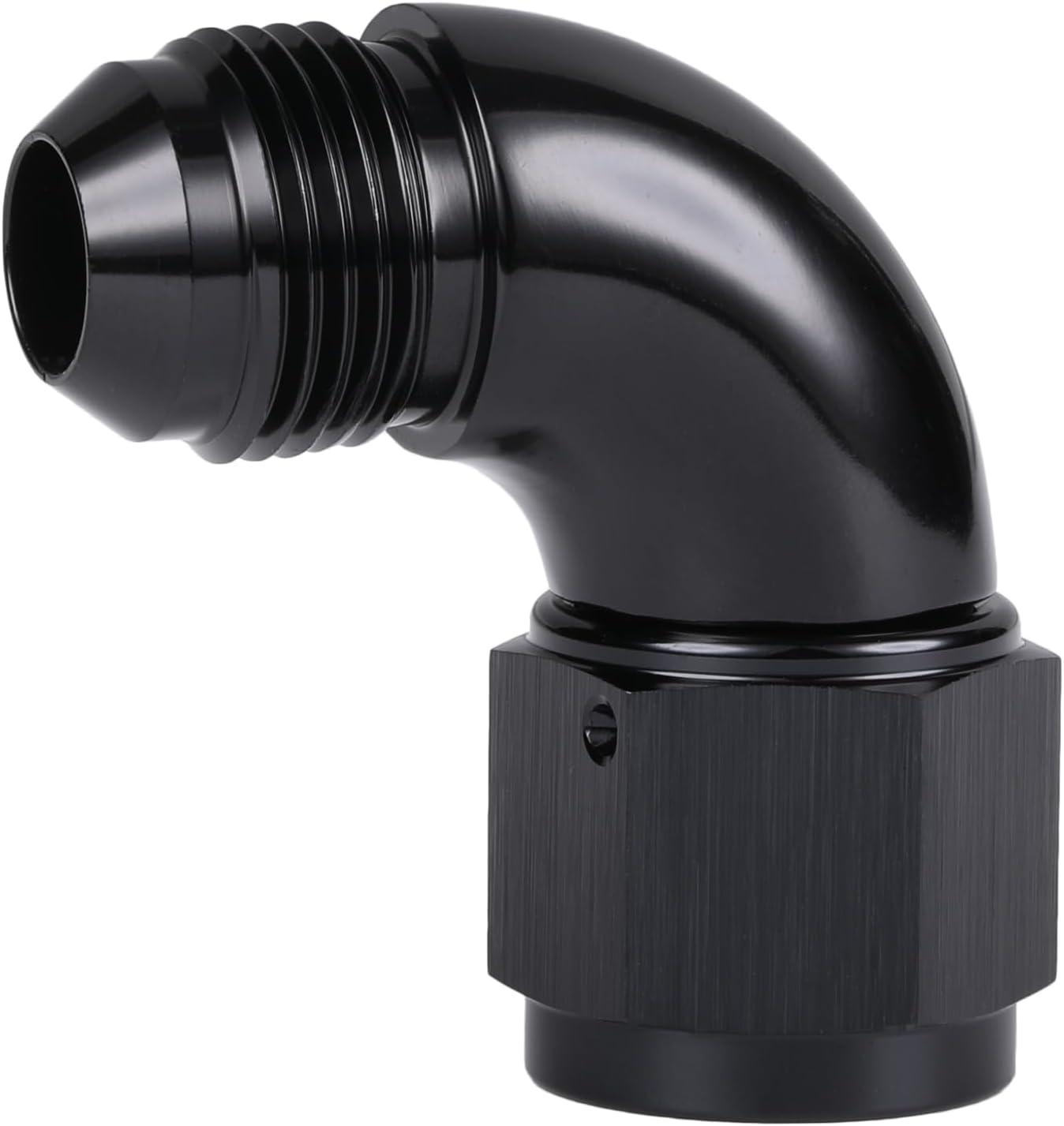 90 Degree 10AN Male to 10AN Female Swivel Full Flow Fitting Adapter Coupler Aluminum Black