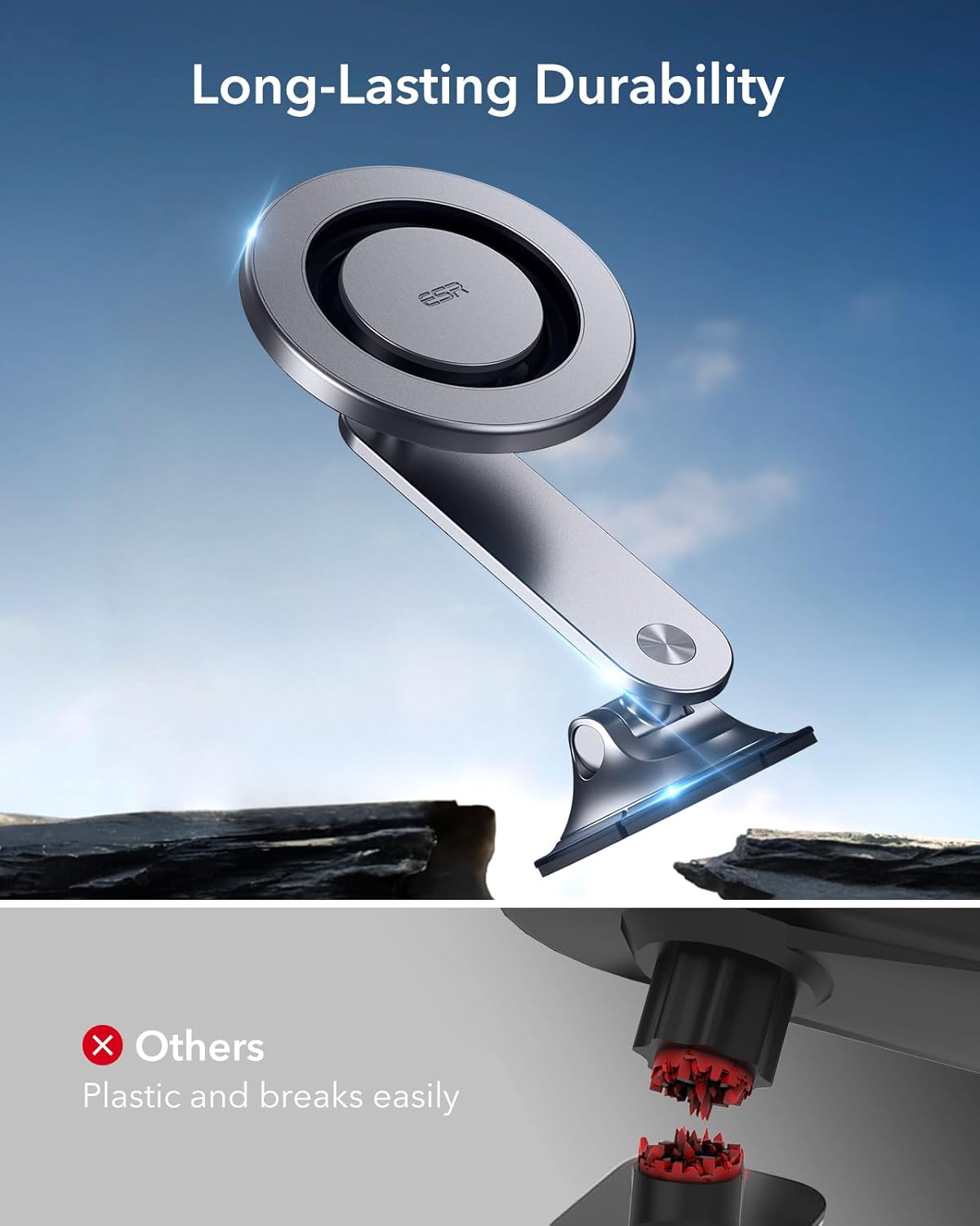 ESR for MagSafe Car Mount, Dashboard Magnetic Phone Holder for Car, 360° Rotation,Car Phone Holder Mount for iPhone 16/16e/15/14/13/12, Galaxy S25, Strong Magnets,Car Accessories(with 2 Mental Rings)