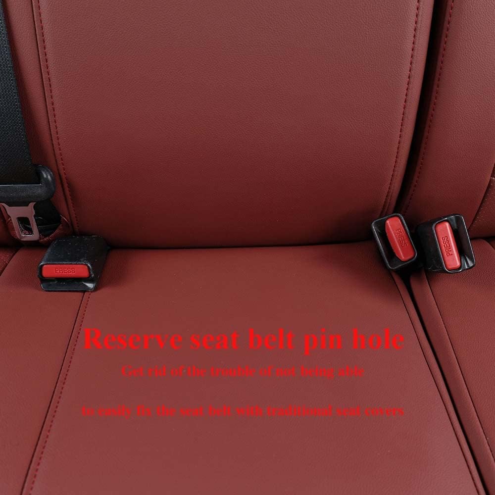 EKR Custom Fit Tacoma Car Seat Covers for Select Toyota Tacoma 2016 2017 2018 2019 2020 2021 2022 2023 Double Cab/Crew Cab - Full Set,Leather(Burgundy)