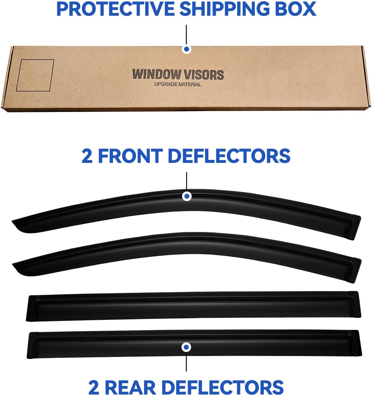 Window Visors Rain Guards for 2008-2020 Dodge Grand Caravan, Out-Channel Window Vent Wind Deflectors Visors Shades for 2008-2016 Chrysler Town Country, 2009-2012 Volkswagen (VW) Routan