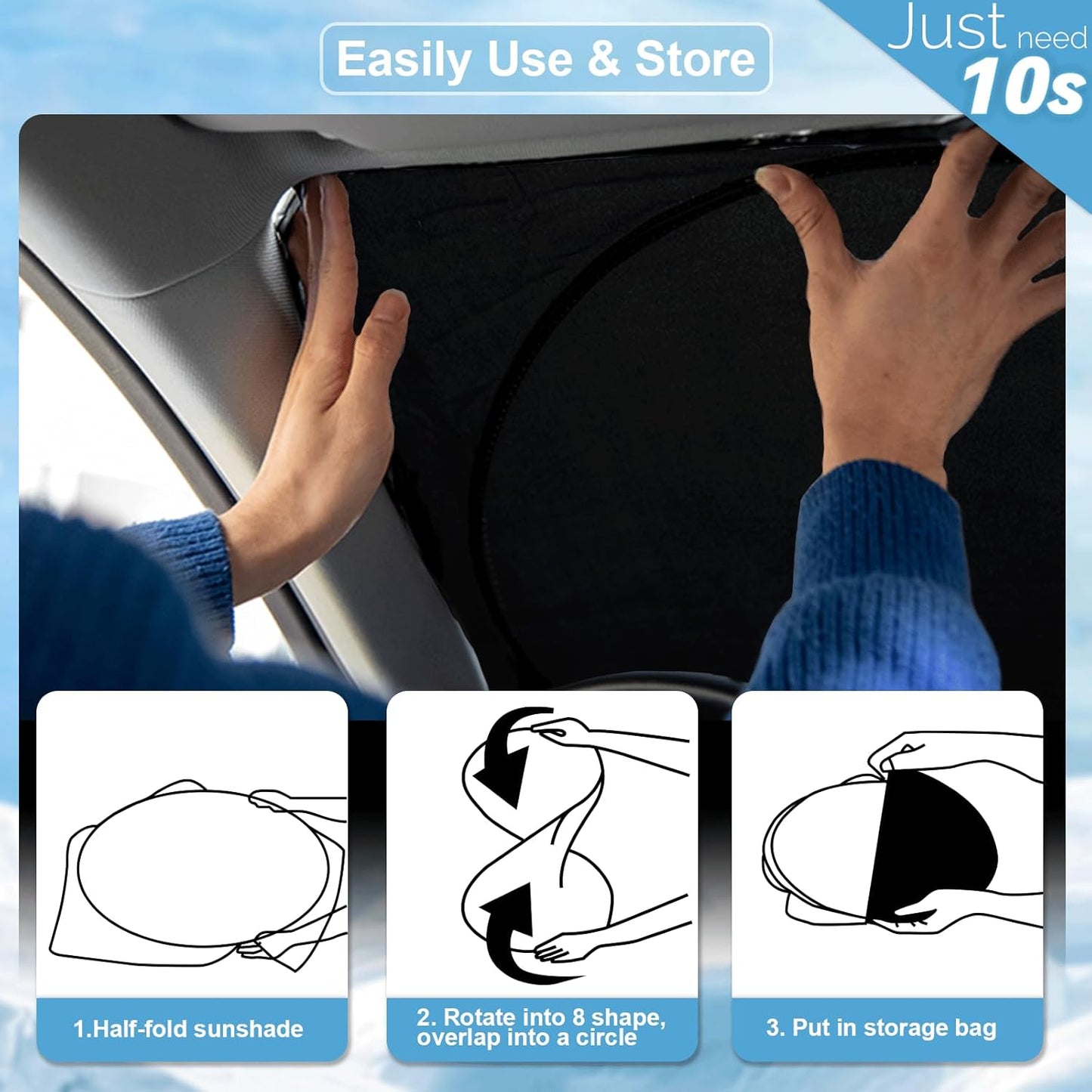Custom fit Enclave Windshield Sunshade for 2018-2024 2025 Buick Enclave Accessories 2-Layer Front Window Shades Cover for Windshield Sun Visor Screen Protector 210T Reflective Blocks UV Rays