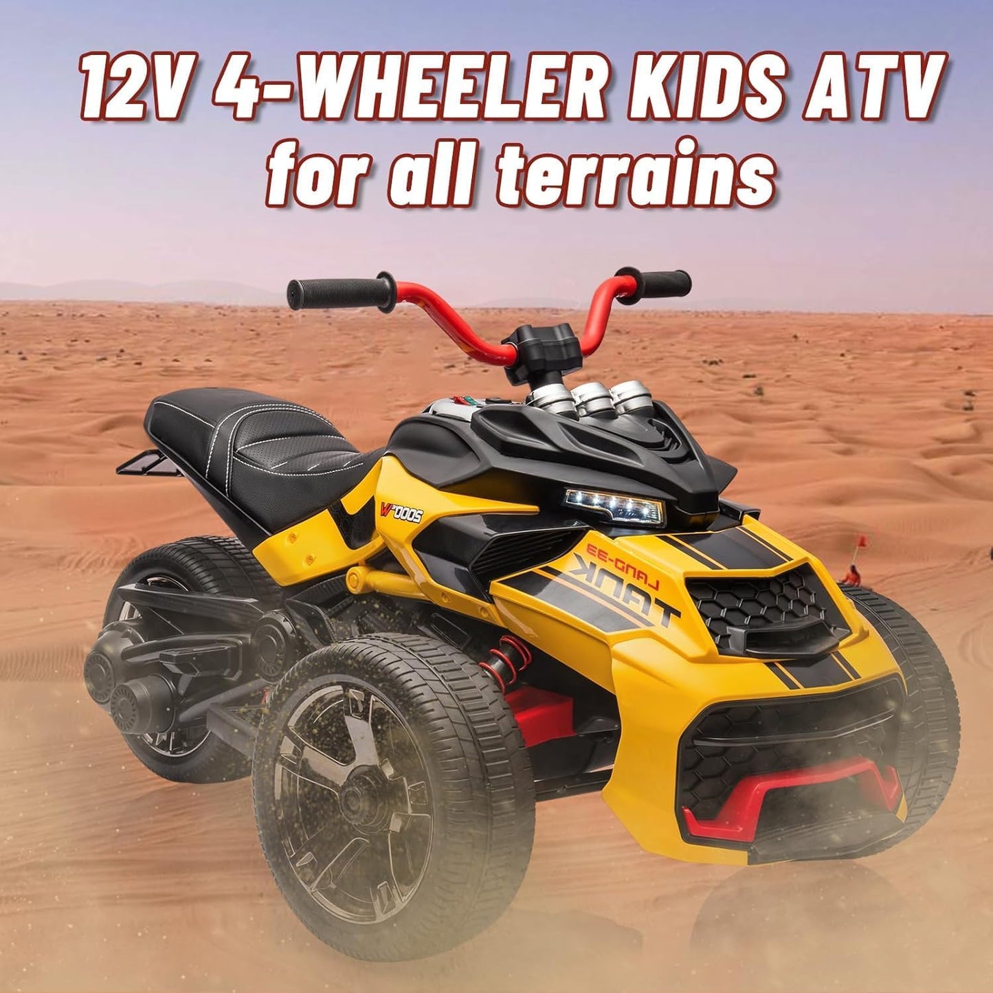 12V Kids Electric Ride-On Car with Parent Remote Control, 7MPH, 2 Speeds, 2x55W Motor, LED Lights, Music, USB & EVA Tires, 3 Wheel Battery Powered Toy Vehicle for Toddlers