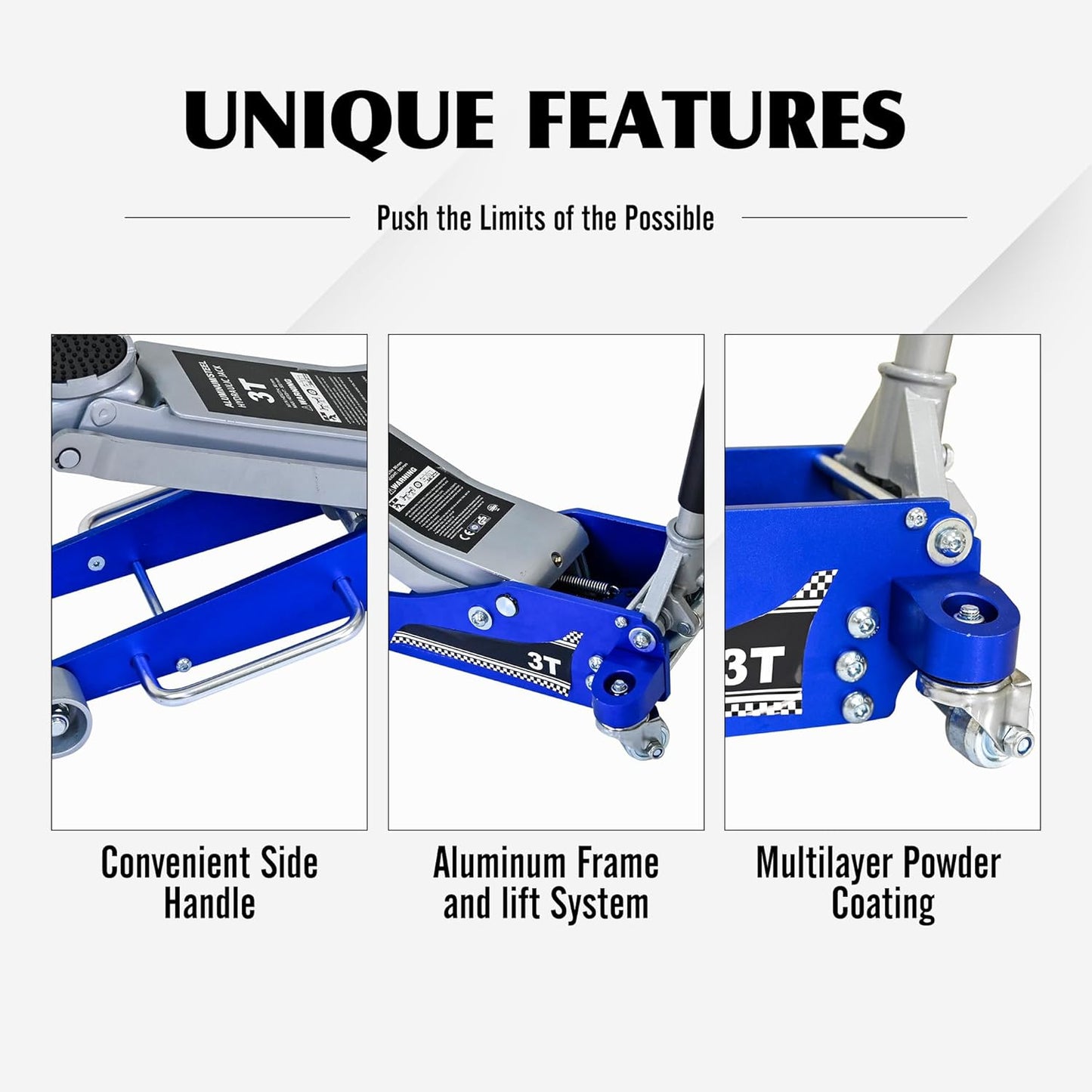 Aluminum Steel Hydraulic Floor Jack 3Ton/6600lbs.Dual Piston Fast Lifting Pump.Horizontal Floor Jack Lifting Range 4.3"-20".Racing Car Jack for MVPs,SUVs and Trucks.Trolley Jack with Extra Saddle