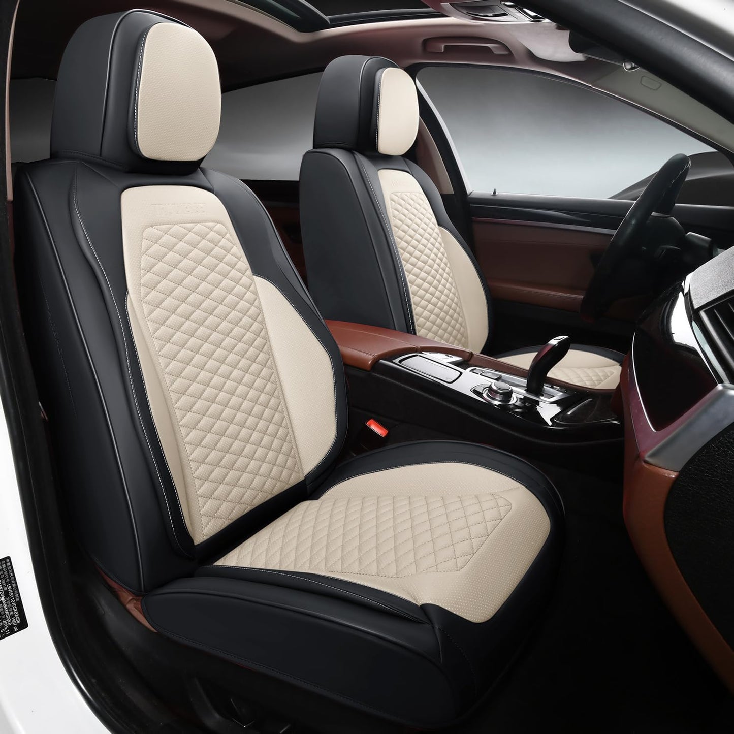 Seat Covers for Cars Full Set, Leather Seat Covers 2 Pack, Breathable Leather Materials, Suitable for SUV/Truck/Sedan/Automotive (White, 2 Piece)