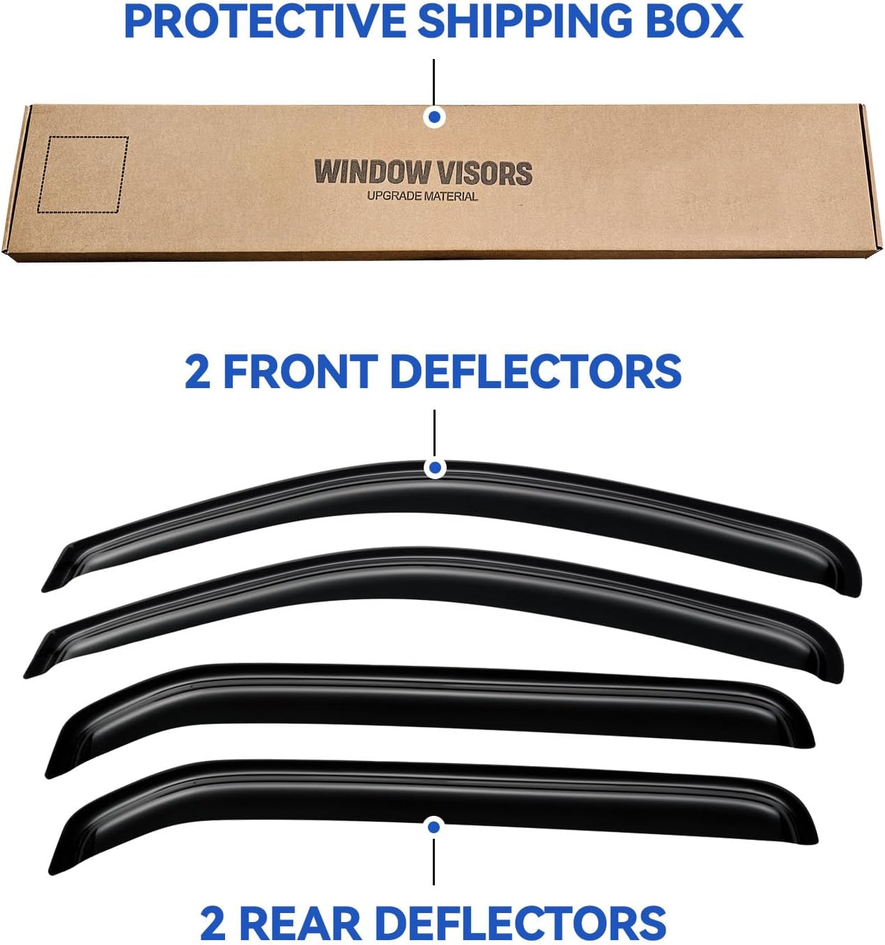 Window Visors Rain Guards Shield for 2005-2016 Nissan Xterra, Out-Channel Window Vent Wind Deflectors Visors Shades for 05-16 Nissan Xterra