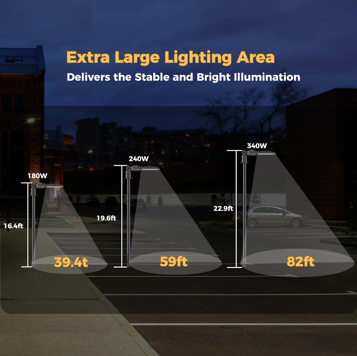 240W LED Parking lot Lights Commercial Area Oudoor Lighting LED Street Lights with Dusk to Dawn Photocell 43200Lm(180LM/W) 6000K IP65 Waterproof 100-277V for Driverway Parking Lot 9 Pack