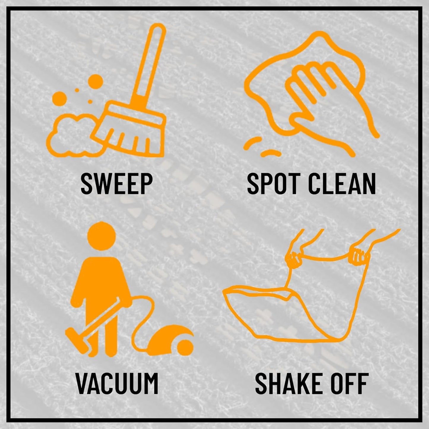 Ottomanson 2' x 23' Hallway Runner with Scraper Pile Extra Durable Non-Slip Rug Mat for Indoor & Outdoor Use - Ideal for Kitchen, Entryway, Patio & Garage - High-Traffic Carpet, Black