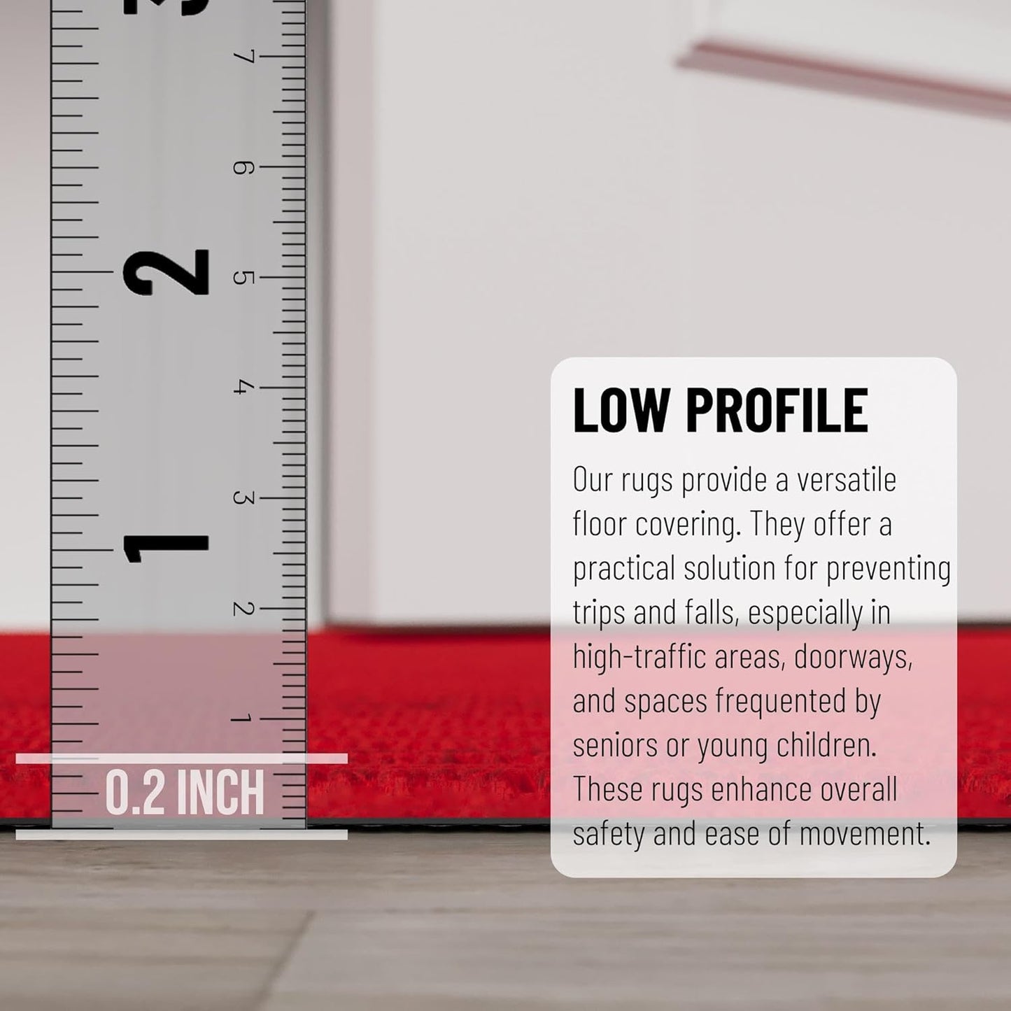 Ottomanson 2' x 50' Hallway Runner with Scraper Pile - Extra Durable Non-Slip Rug Mat for Indoor & Outdoor Use - Ideal for Kitchen, Entryway, Patio & Garage - High-Traffic Carpet, Red