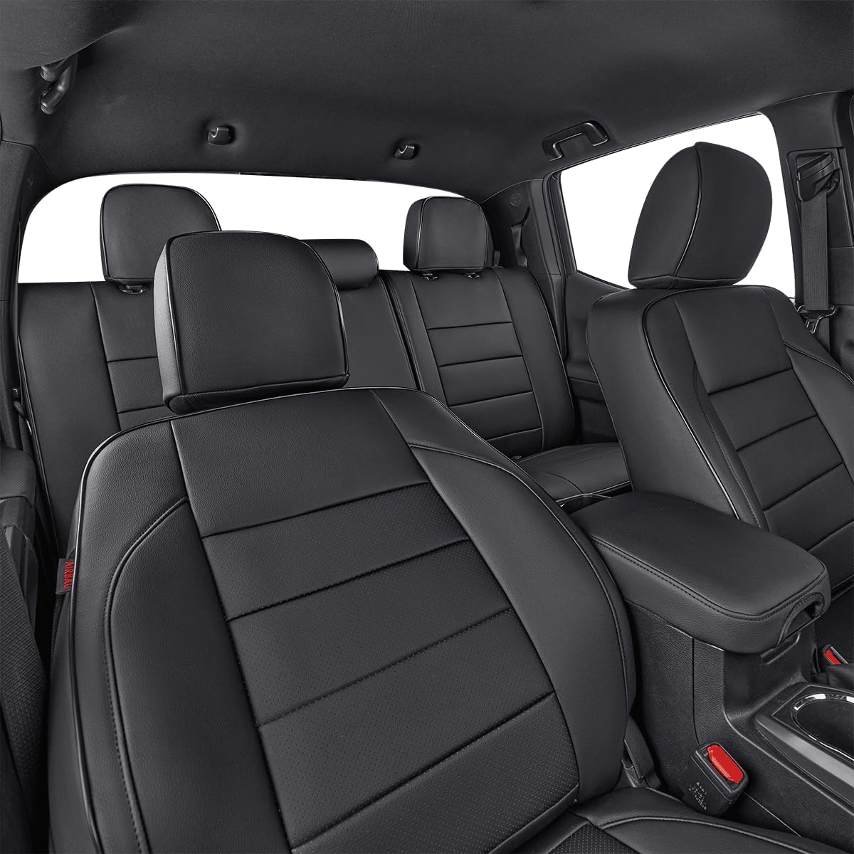 EKR Custom Fit Tacoma Rear Car Seat Covers for Select Toyota Tacoma 2016 2017 2018 2019 2020 2021 2022 2023 Access Cab - Second Row Only,Leather (Black)