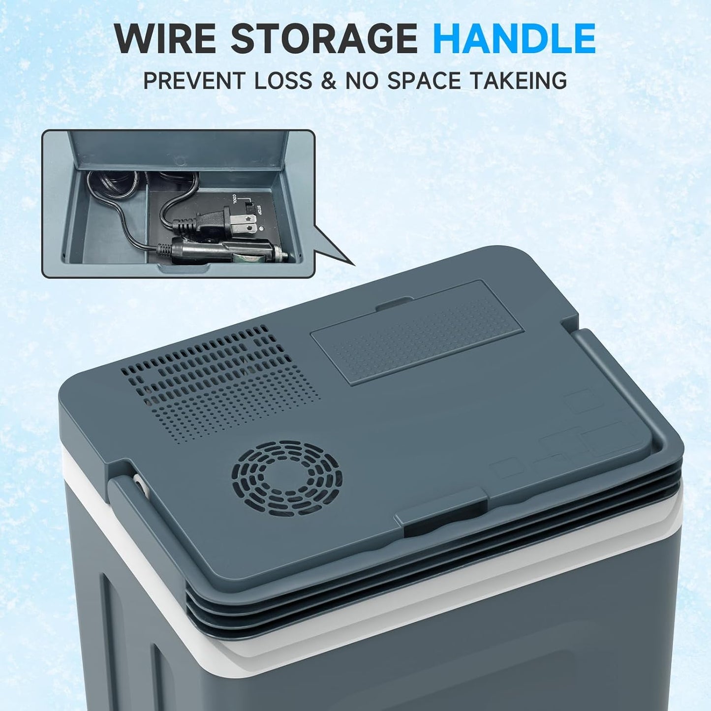 SHAREWIN Electric Cooler & Warmer with Handle 31.7 Quart/30L Portable Thermoelectric Fridge for Vehicles & Trucks with 110V AC & 12V DC, 12V Car Cooler for Camping, Travel Grey