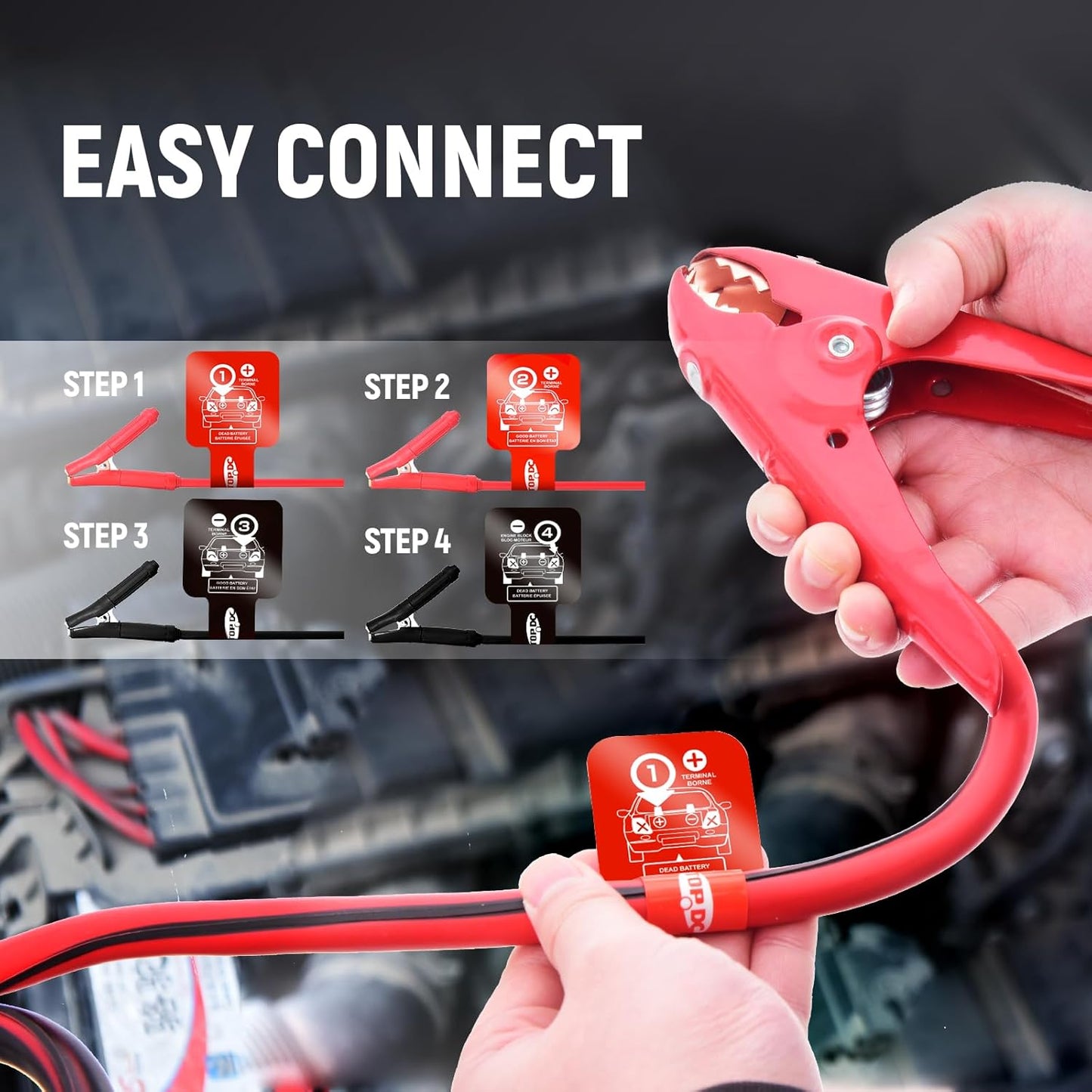 TOPDC 2 Gauge 20 Feet Jumper Cables for Car, SUV and Trucks Battery, Heavy Duty Automotive Booster Cables for Jump Starting Dead or Weak Batteries with Carry Bag, (TD-P0220)