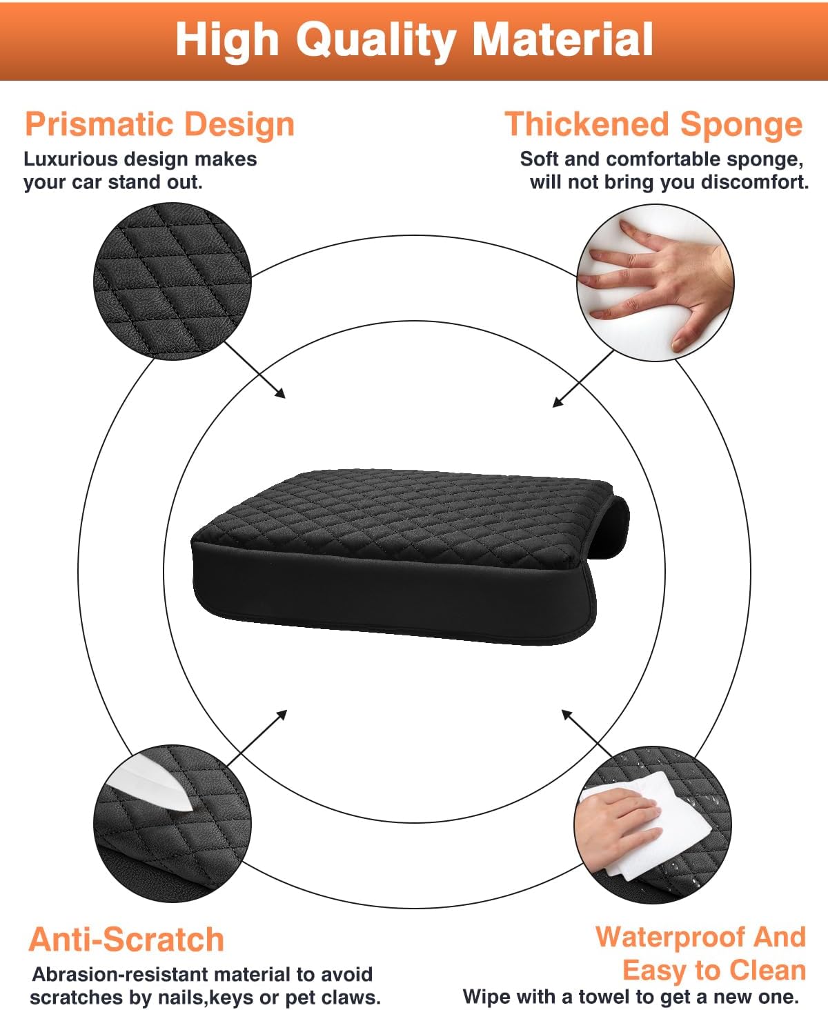 Shademax Custom for Honda Pilot Center Console Cover,Armrest Cover for Honda Pilot/Ridgeline/Passport Accessories 2023-2025 2026 Arm Rest Cushion Pad Console Lid Cover PU Leather Black