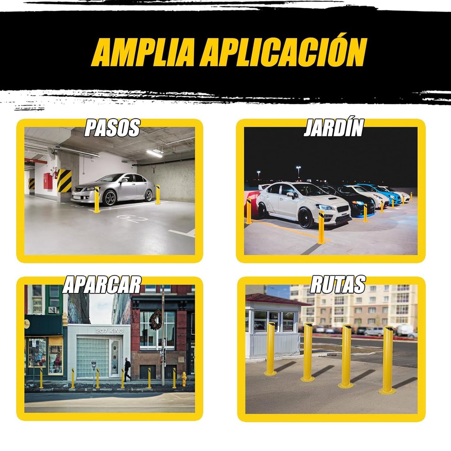 Safety Bollard Post, Steel Bollards,Parking Bollard, Yellow Powder Coated Safety Parking Barrier Post, for Traffic Sensitive Areas (6, 36"H*3.5"D)