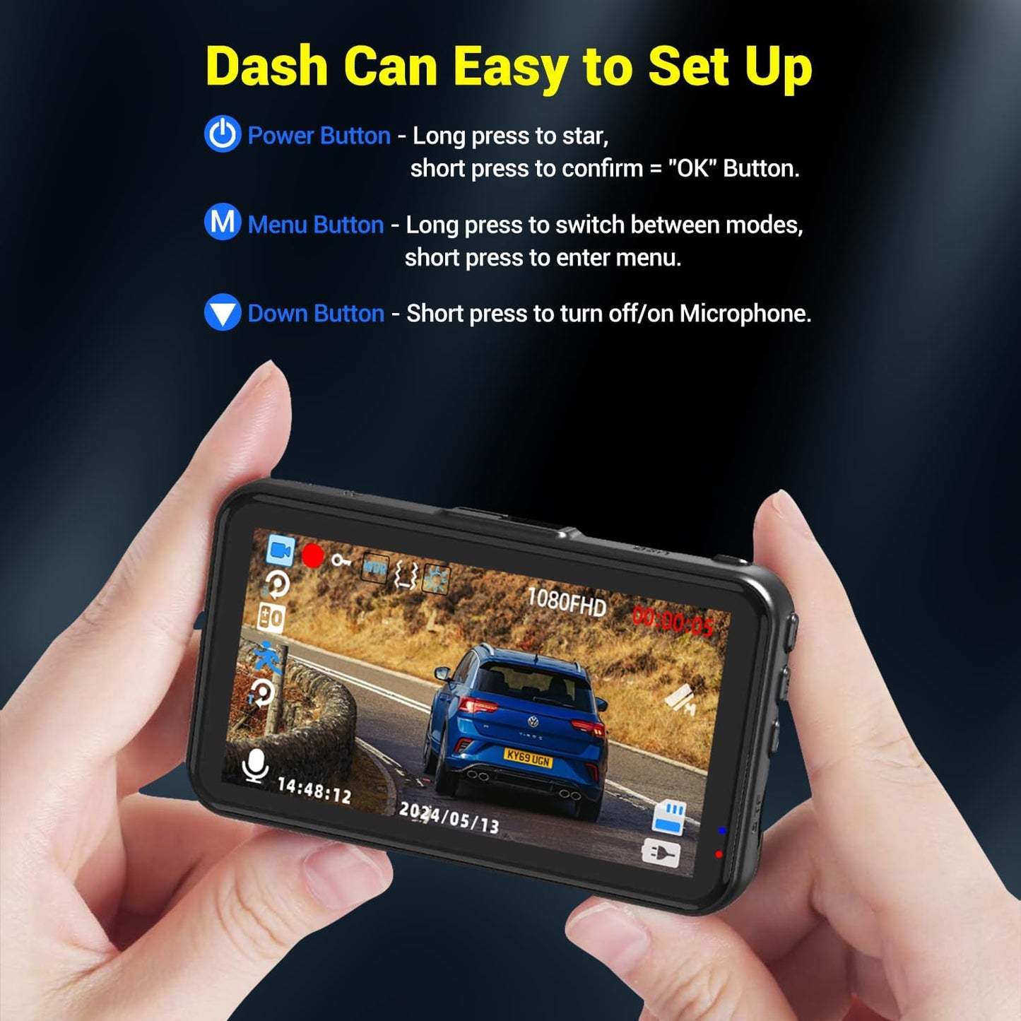 Dash Cam, Dash Camera for Cars 1080P FHD Dashcam DVR Car Camera Dash Cam Front W/ 32GB Card,Night Vision,170°Wide Angle 3”IPS Screen Dash Camera Loop Recording G-Sensor Motion Detection Parking Mode
