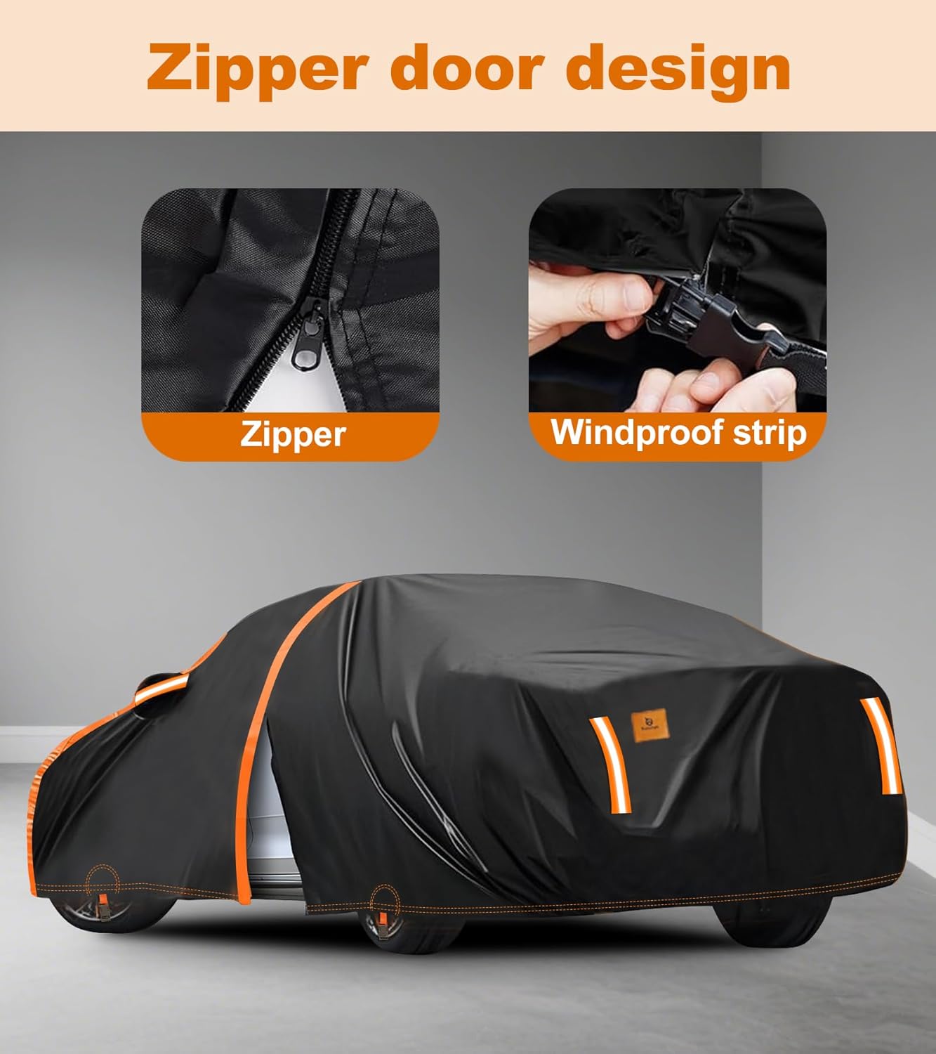 Car Cover Waterproof All Weather for Automobiles Winter Snowproof Rain UV Protection Heavy Duty Outdoor Sedan Car Cover & Car Snow Cover Universal Fit for Sedan Length Up to 212’’