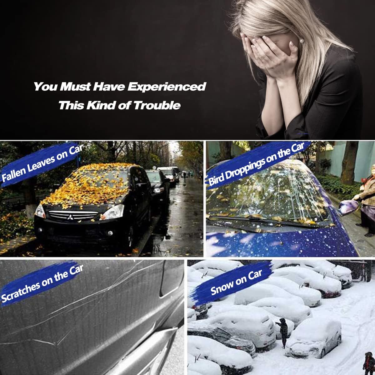 AUQDD 6-Layers PEVA New Material Truck Full Padded Car Cover Waterproof All Weather Weatherproof UV Sun Protection Snow Dust Storm Resistant Outdoor Exterior Custom Form-Fit Straps 213"-237" Grey