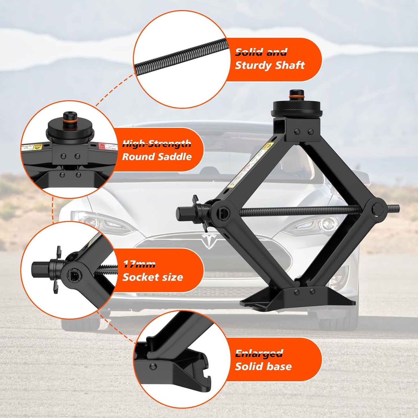 Car Jack for Tesla Model Y Model 3, IMAYCC 2.5 Ton Tesla Car Jack Kit with Pucks/Pad, Scissor Jack for Model Y/3/S/X Spare Tire Repair Tools, Tire Changing Kit for Tesla Vehicles.