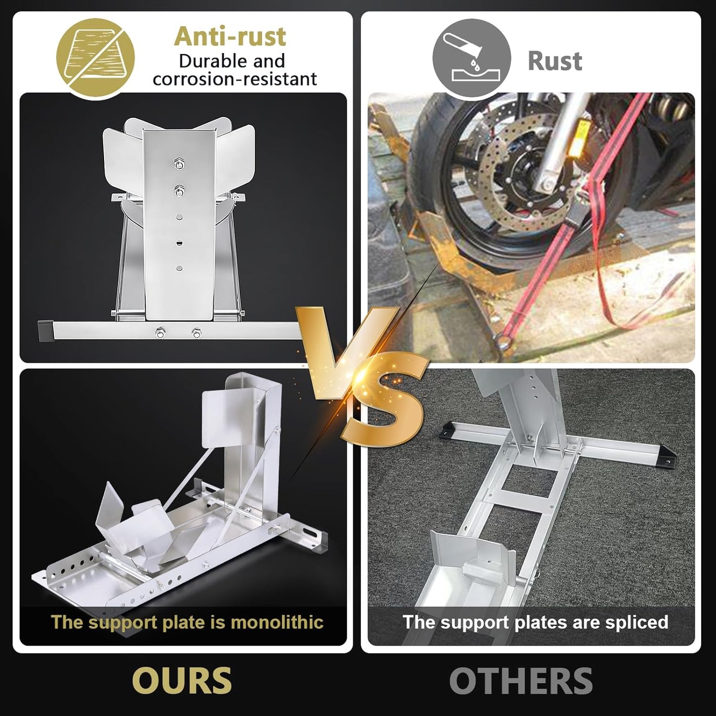 CXRCY Motorcycle Wheel Chock Stand,Anti-Rust Stainless Steel Motorcycle/Trailer Stop,3300LBS Load Capacity