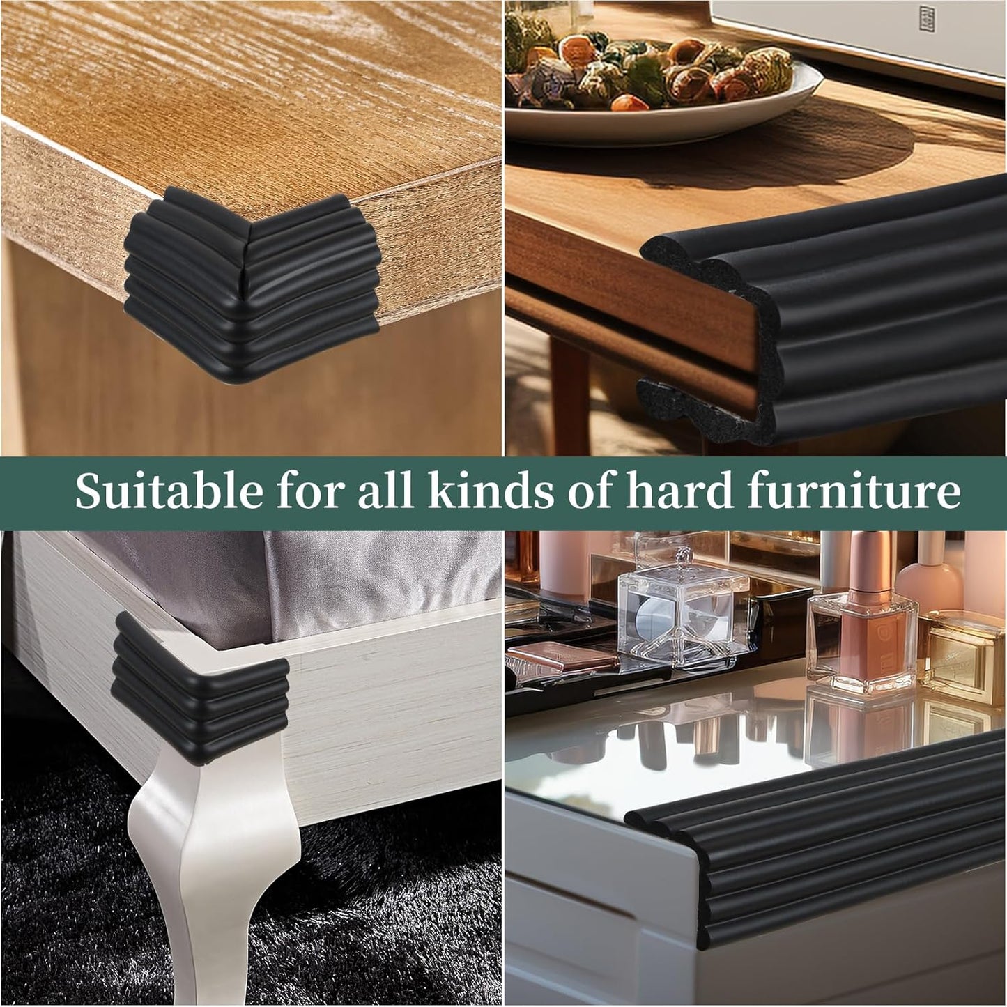 Corner Protector for Baby, Widen Edge Protector with Adhesive Backing, Baby Proofing Edge Corner Protectors Self Adhesive Furniture Corner Guard Bumper for Table, Desk, Fireplace (Black, 6.6ft)