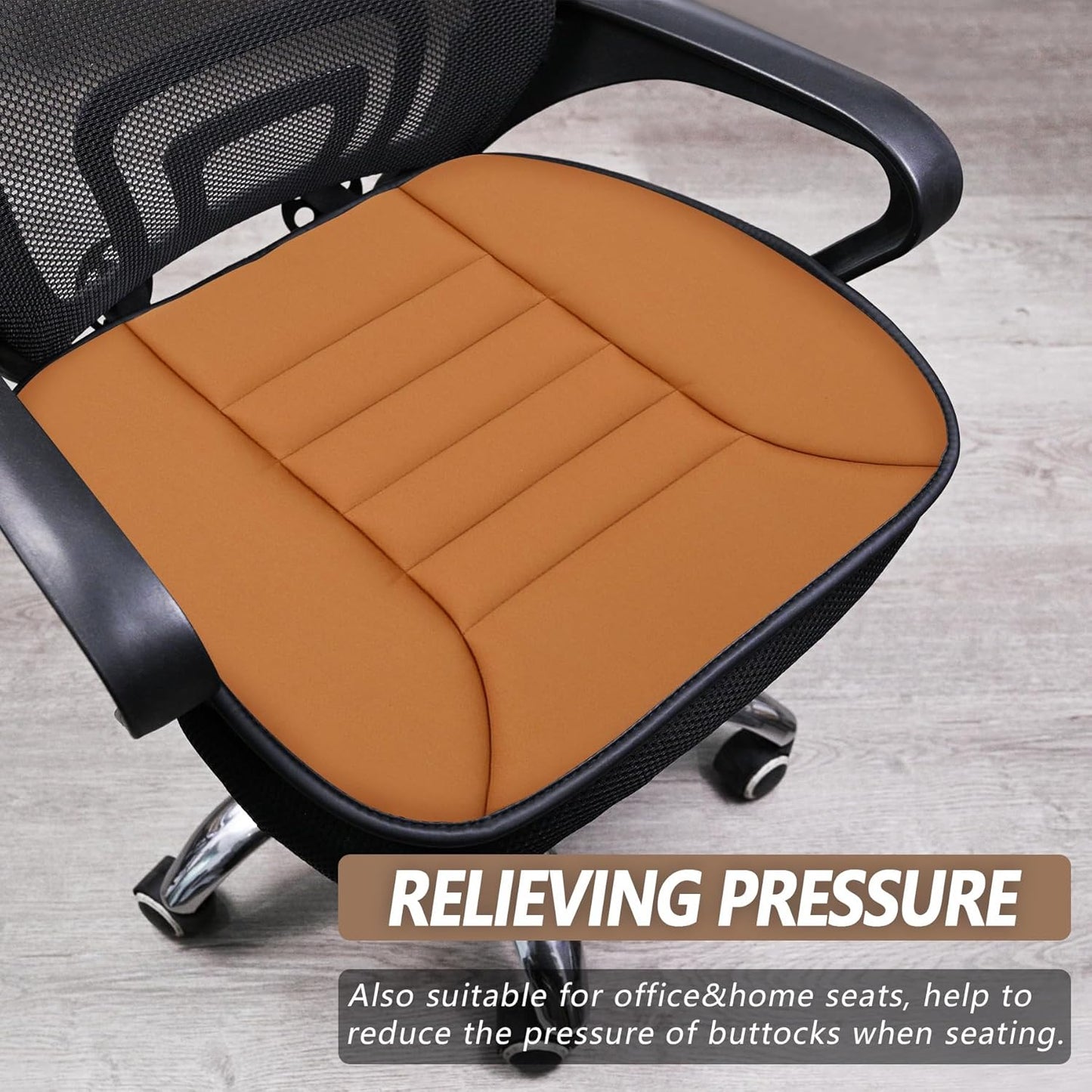 MYFAMIREA Car Seat Cushion Pad 1.2" Thick Comfort Seat Protector for Car Driver Seat Office Chair Home Use Memory Foam Seat Cushion with Non Slip Bottom, 20'' x 18.5'', Orange
