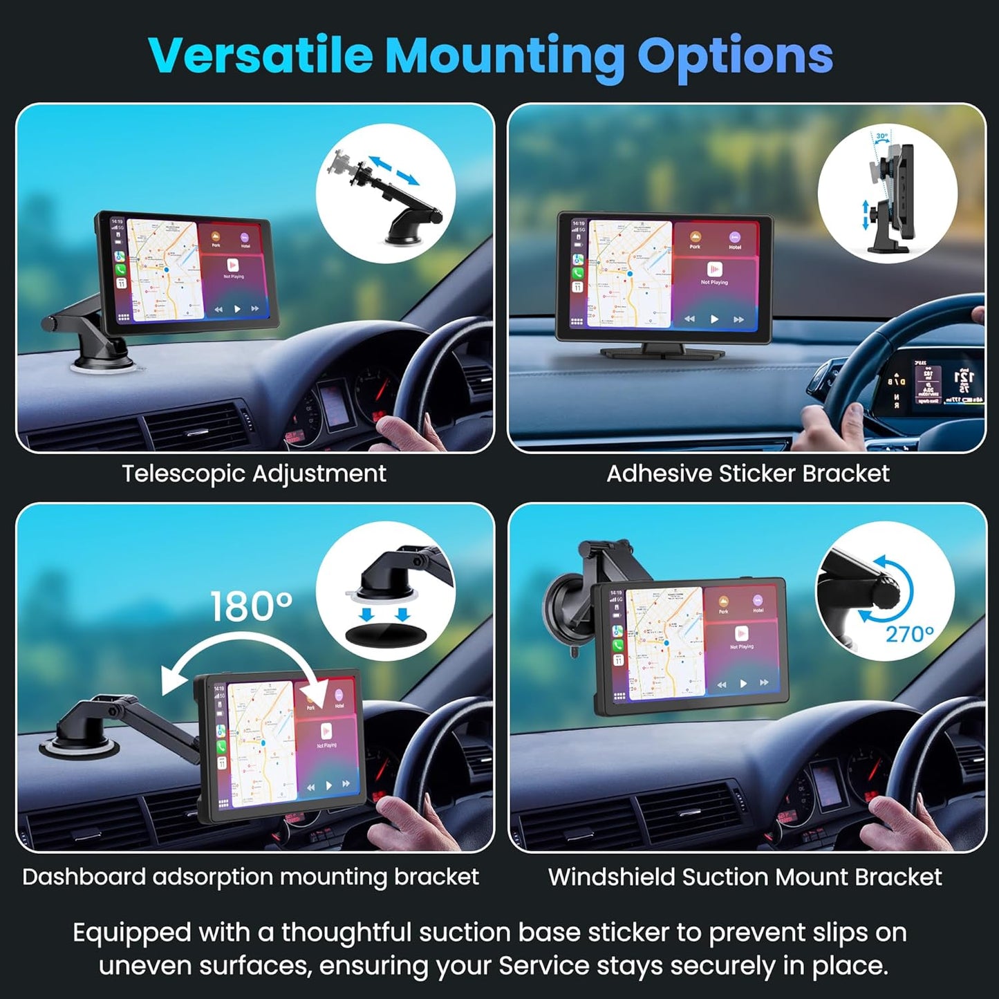 BIGASUO Apple Carplay & Android Auto Screen for Car 4K Dash Cam, 9" HD Touchscreen with 1080P Backup Camera, GPS Navigation/Mirror Link/Voice Control/Bluetooth Fits All Cars