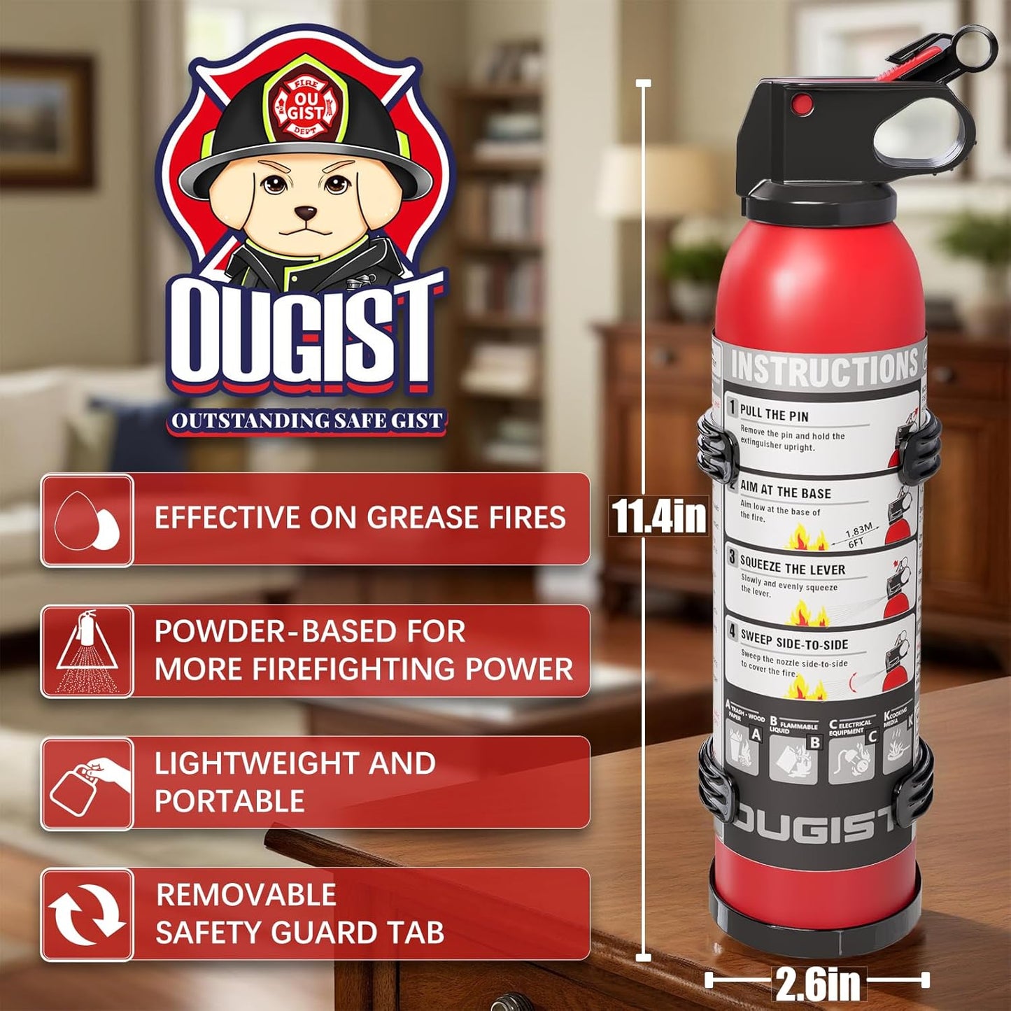 Dry Stop Fire Extinguisher for Home & Vehicle - 600g Dry Chemical Powder Fire Extinguisher | Grease & Electrical Fire Extinguisher for Kitchen, Car, Portable (4-Pack)