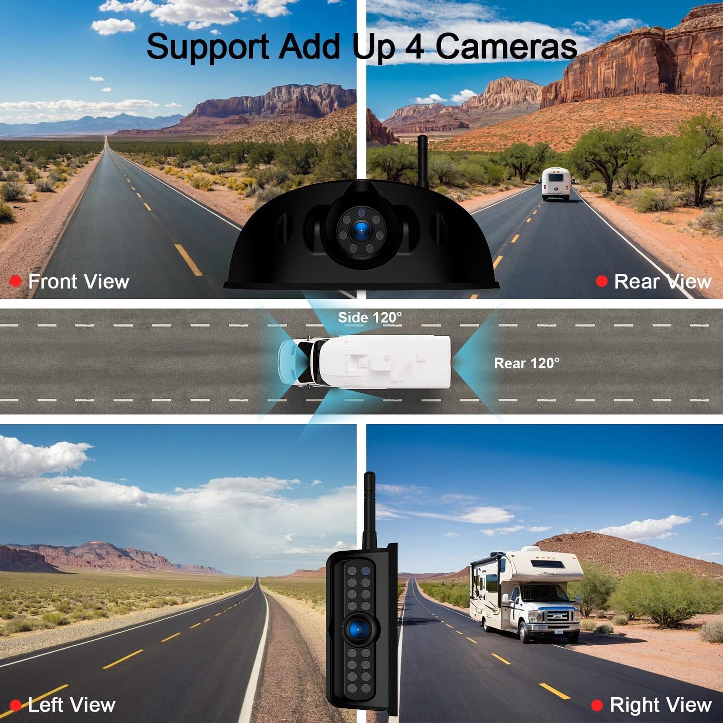 Fookoo 1080P 10" Wireless RV Backup Camera System for Furrion Pre-Wired RV Truck Trailer, 10" HD IPS Monitor & 1 Rear View Camera, IR Night Vision Recording Waterproof Plug and Play - D10Y1