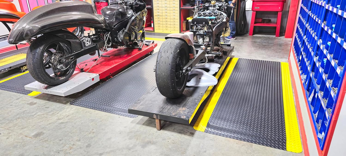 Rhino Mats, American Classic Diamond Anti-Fatigue Mats, Industrial Ergonomic Comfort Standing Mat for Work, Home, Garage, Office, Kitchen or Anywhere (Black/Yellow 1" Thick, 3 FT. x 15 FT.)