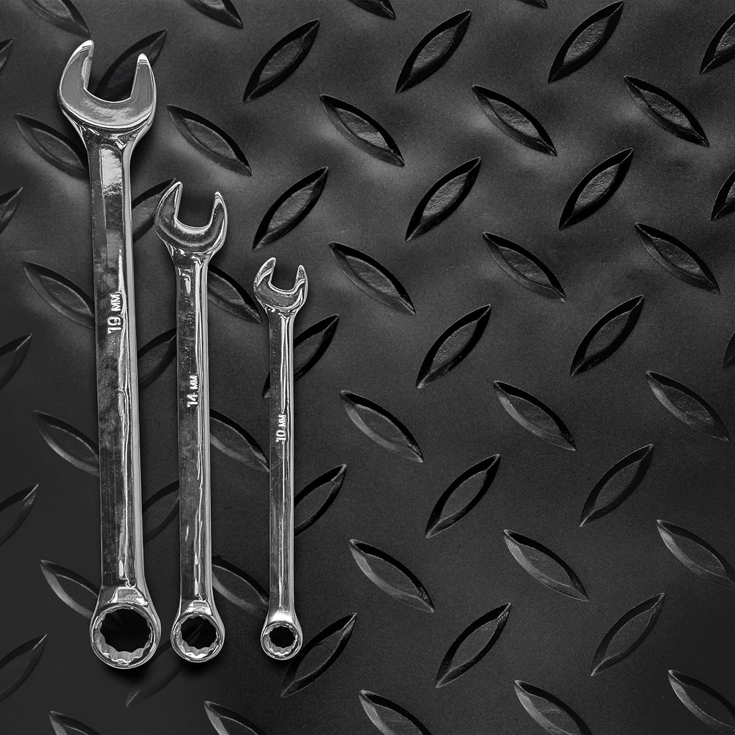 IncStores 2.5mm Thick Commercial-Grade Nitro Roll Garage Floor Mat | Flexible Vinyl Floor Mat for a Stronger and Safer Garage, Workshop, or Trailer | Diamond-Plate, Midnight Black, 10' x 25'