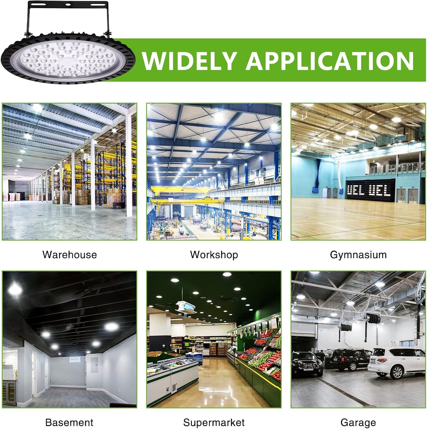 Viugreum 15 Pack 200W LED High Bay Lights, 20000LM 6000K-6500K Daylight White UFO LED Shop Lights, Warehouse Workshop Garage Factory Area LED Lighting Fixture