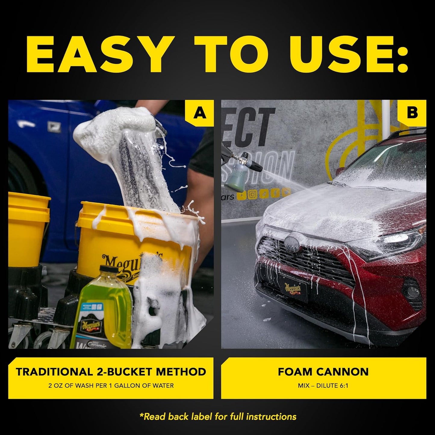 Meguiar's Hybrid Ceramic Wash & Wax - Sophisticated Car Wash Gently Cleans and Adds Shine and Slickness While Boosting Paint with Hybrid Ceramic Wax and Extreme Water Beading - 48oz