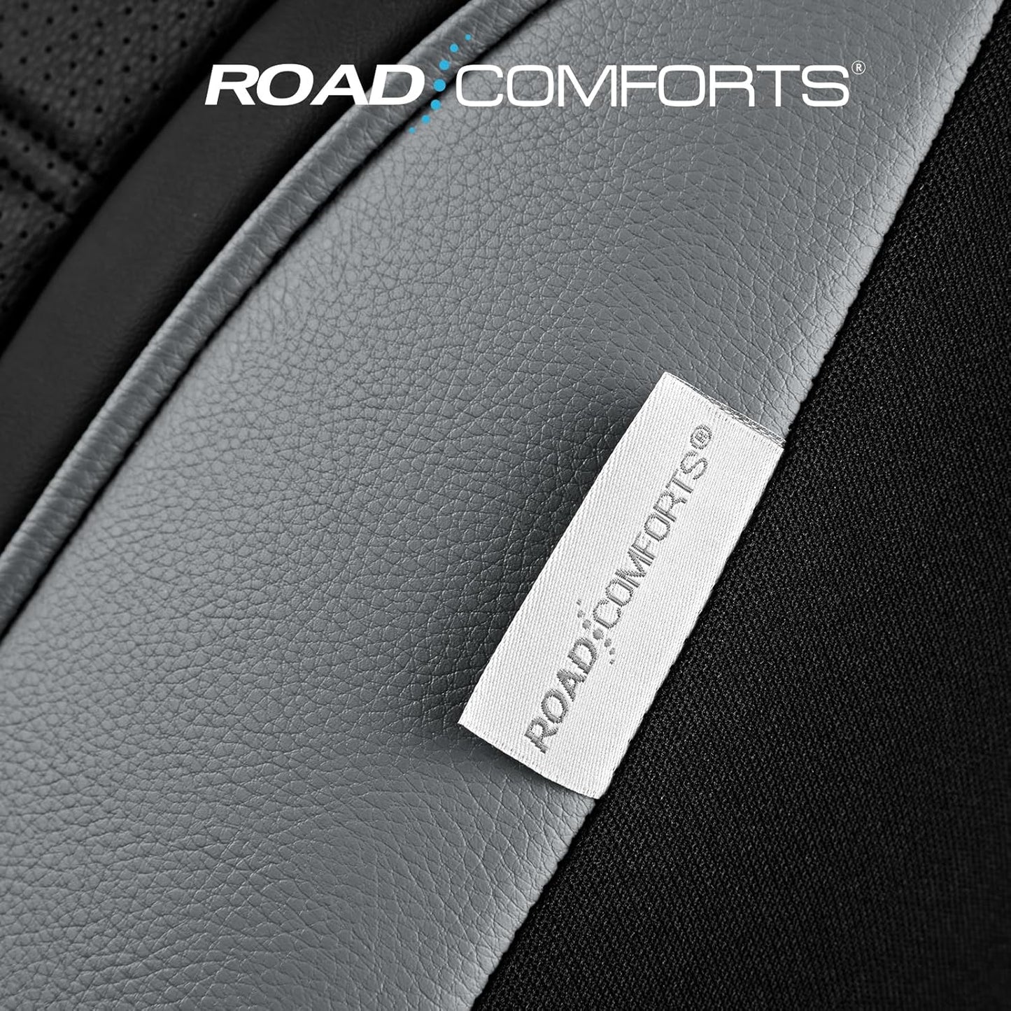 Road Comforts Leather Seat Covers, Breathable Car Seat Covers Front Seat for Men,Airbag Compatible, Automotive Seat Covers Set Universal Fit Most Cars,Vans,Truck,SUV