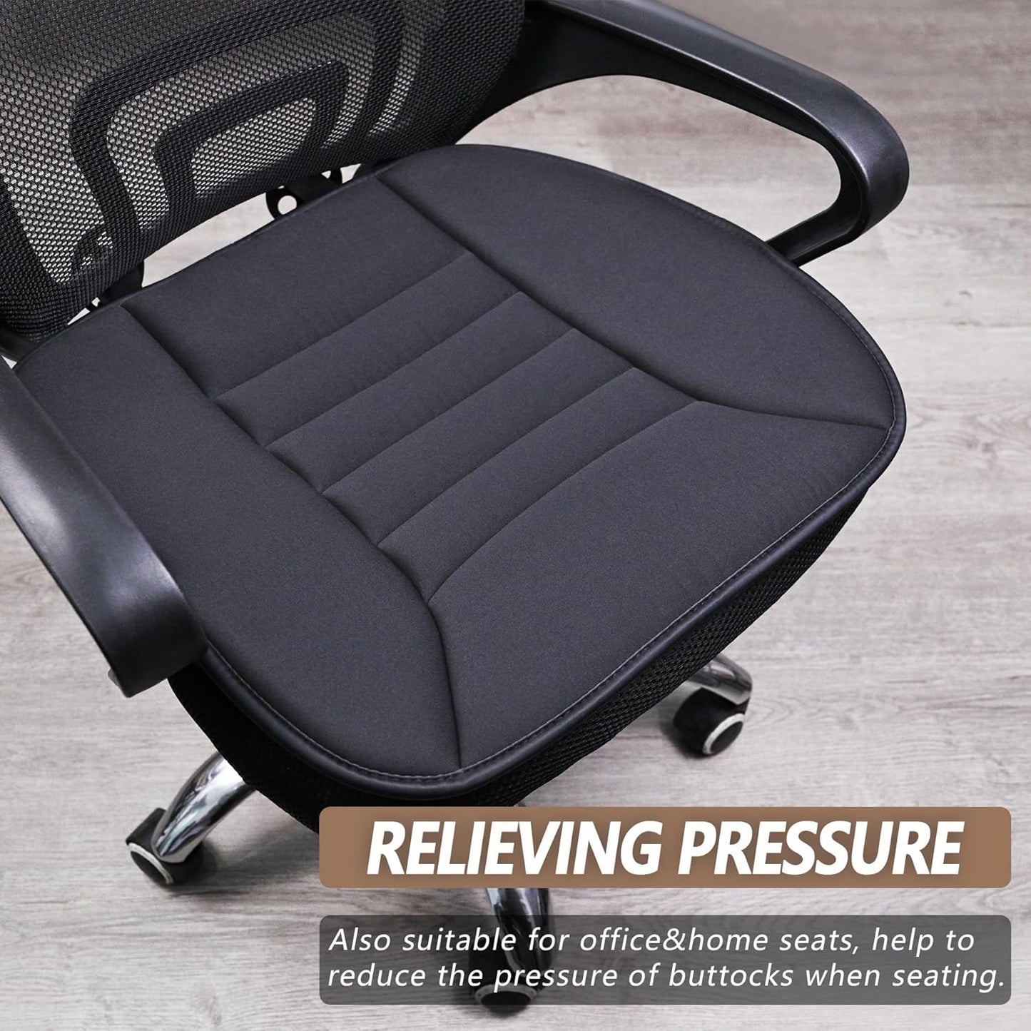 MYFAMIREA Car Seat Cushion Pad 1.2" Thick Comfort Seat Protector for Car Driver Seat Office Chair Home Use Memory Foam Seat Cushion with Non Slip Bottom, 20'' x 18.5'', Dark Gray