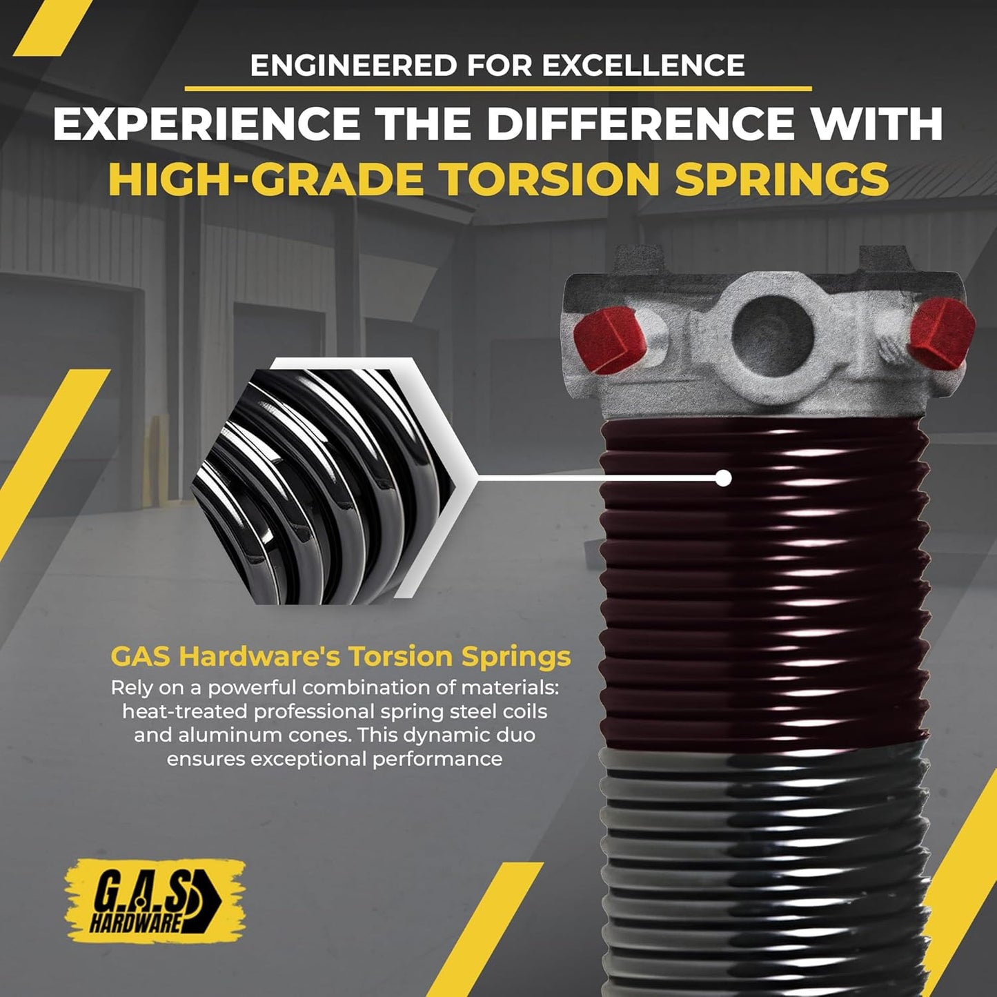Garage Door Torsion Spring 234x1.75x35 Includes 1” Steel Bearing, Non-Slip Gloves, and Winding Bars for Left and Right Side of Garage Door Precision E-Coating 5-Year Warranty Min. 30,000 Cycles (Pair)