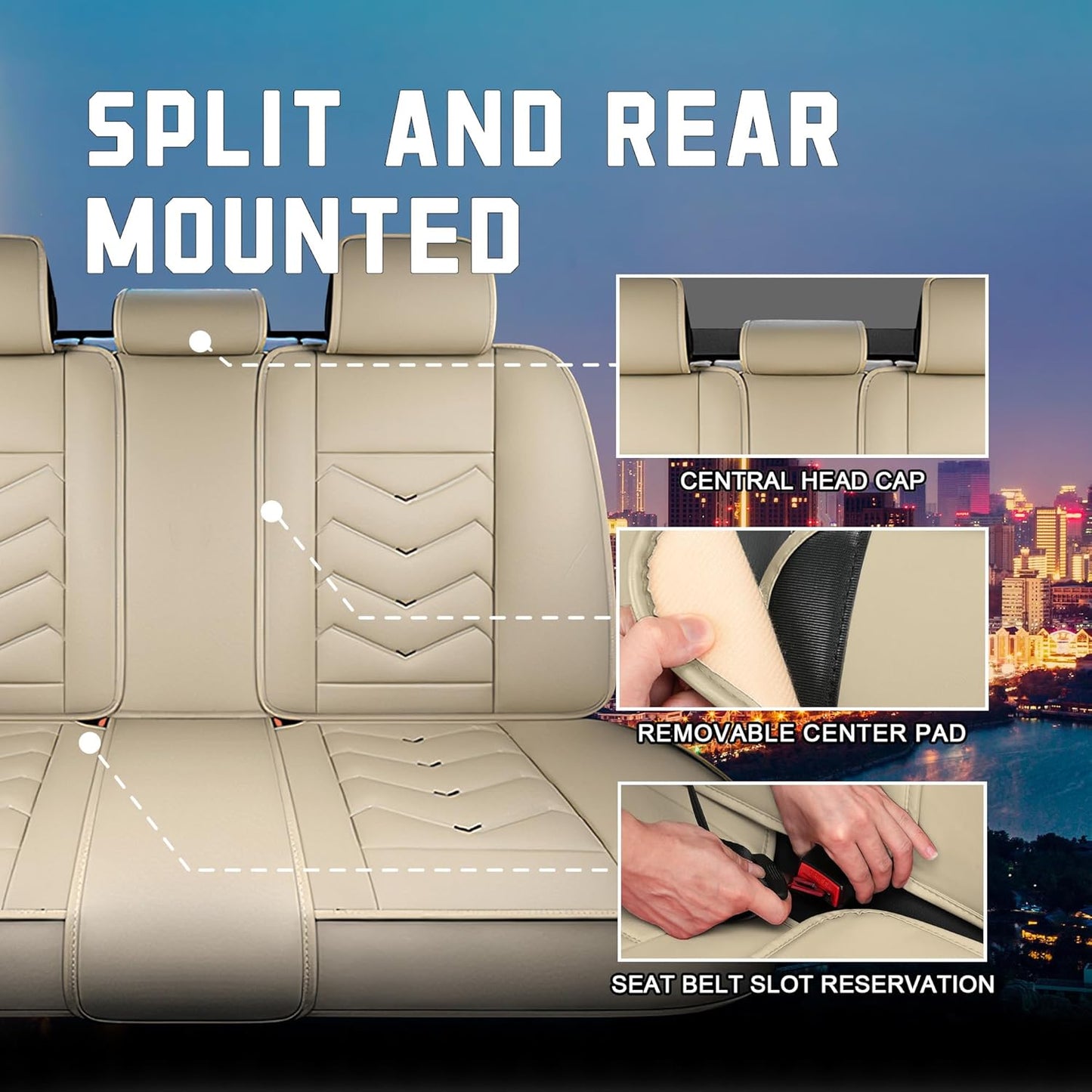 Car Seat Covers for Chrysler Pacifica 2004-2025, Stylish Sport Seat Cover, Premium Nappa Leather Car Seat Cover. Automobile Seat Covers Sets.(Standard 5 Seats/Beige)