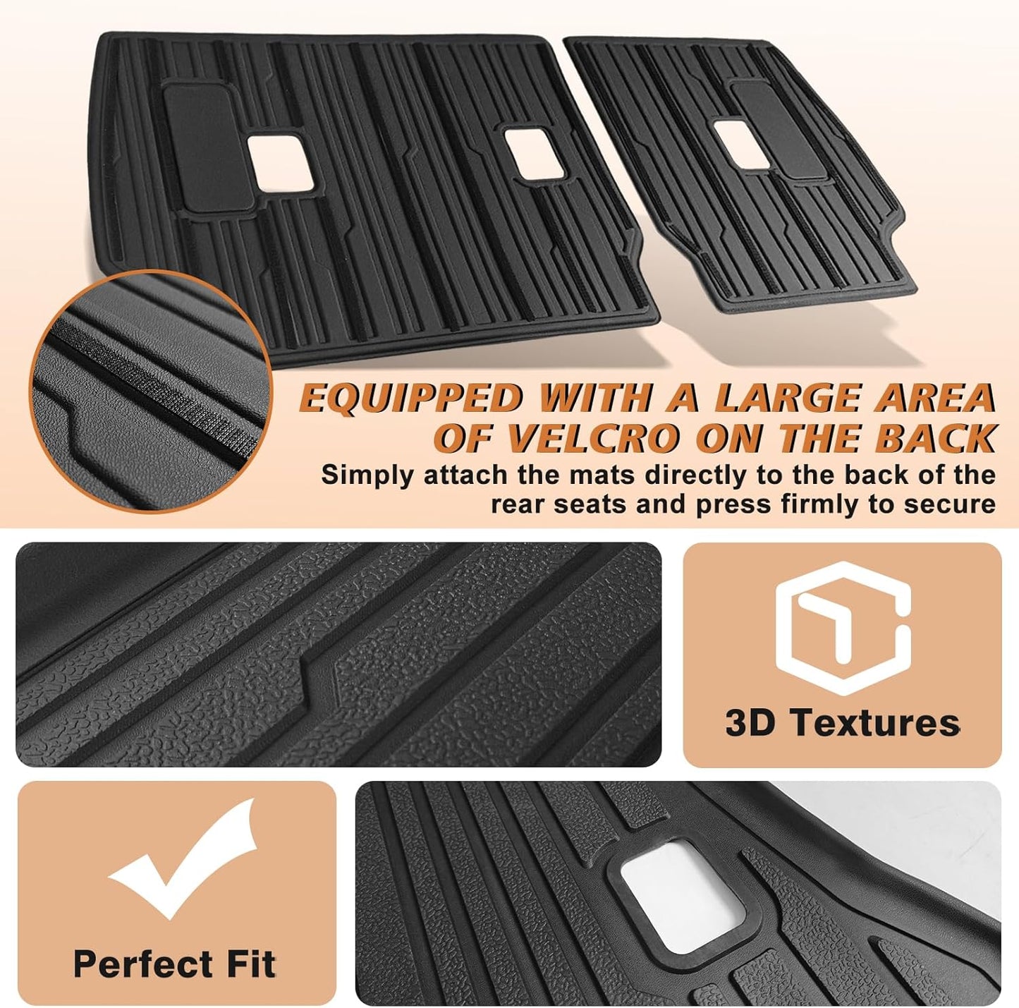 TripleAliners Trunk Mat & Rear Seatback Mat Fit for Toyota 2025 4Runner All Weather TPE Liners Accessories Custom Fit TPE Heavy-Duty (Only for 5 Seats) - Not for Hybrid Model