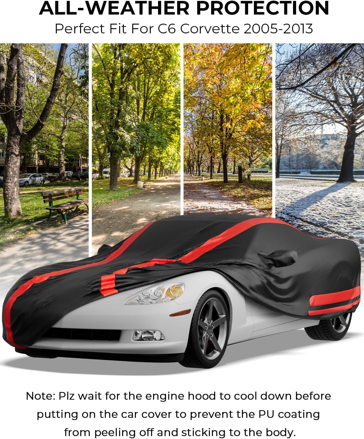 ISSYAUTO Car Cover Compatible with 2005-2013 Corvette C6 Stingray Z06 Z51, Waterproof All Weather Indoor Outdoor C6 Corvette Car Cover