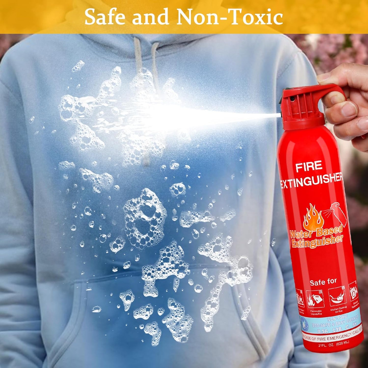 Fire Extinguishers for Home with Mount, 1 Pack Upgraded 8-in-1 Portable Fire Extinguisher For Vehicle Car Boat Marine Kitchen Emergency Supplies, Water-Based Extinguisher For A, B, C, K Fire Types