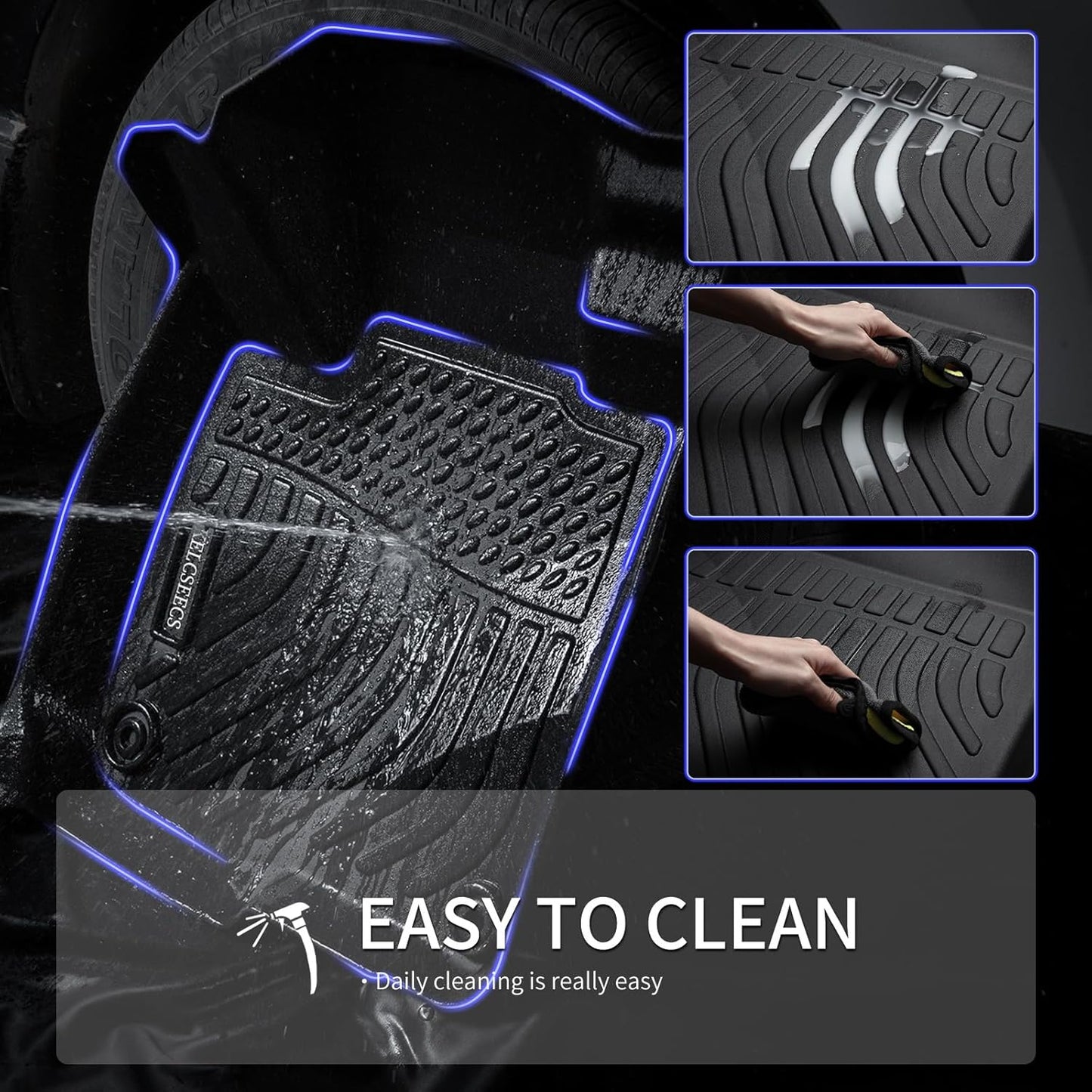 KELCSEECS® All Weather Floor Mats Custom for 2026 2025 Honda Civic Hybrid Sedan & Hatchback Car Mats Floor Liners Honda Civic Hybrid Floor Mats Accessories Black