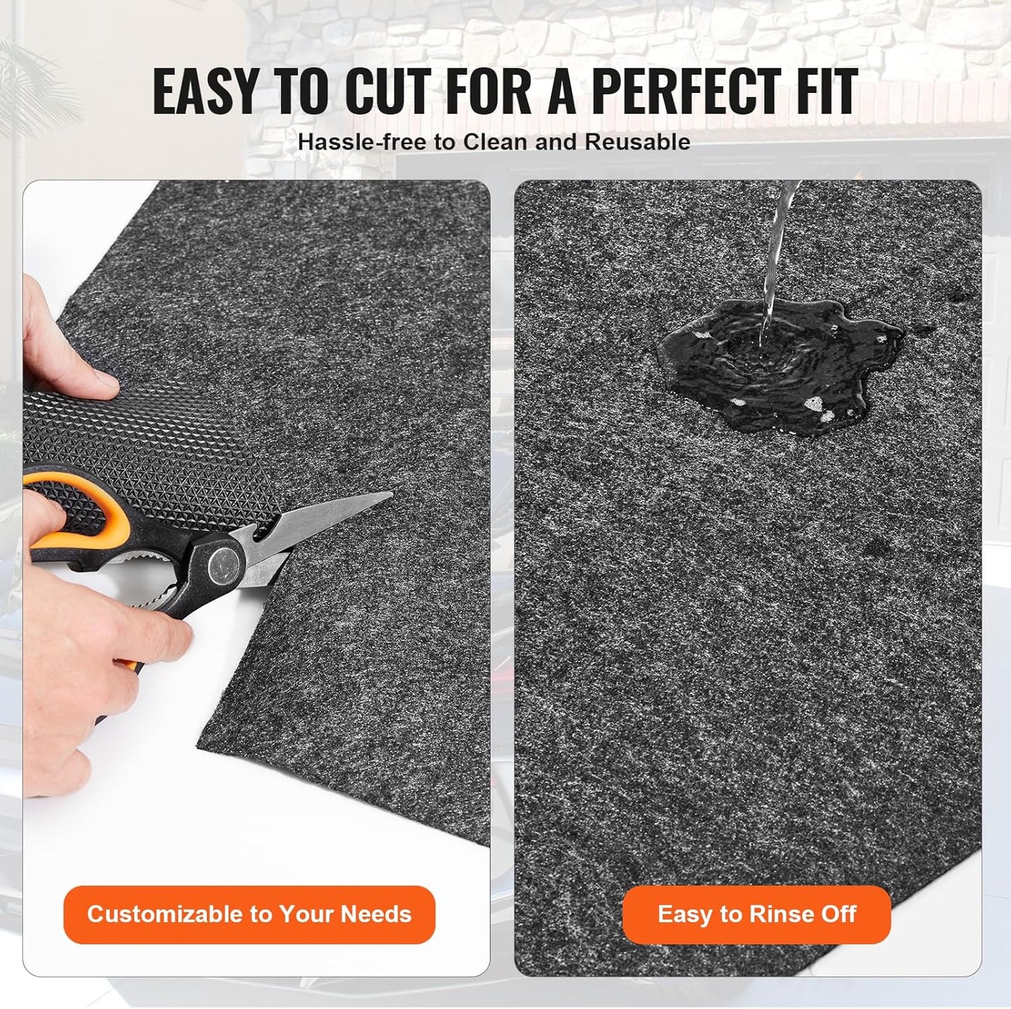 VEVOR Garage Floor Mat, 7.5'x20' Waterproof Protection from Water,Snow, Rain,Mud and Oil for Cars, Non-Slip Heavy Duty Containment Mat with TPE Anti-Leak Backing & Easy to Clean & Cuttable