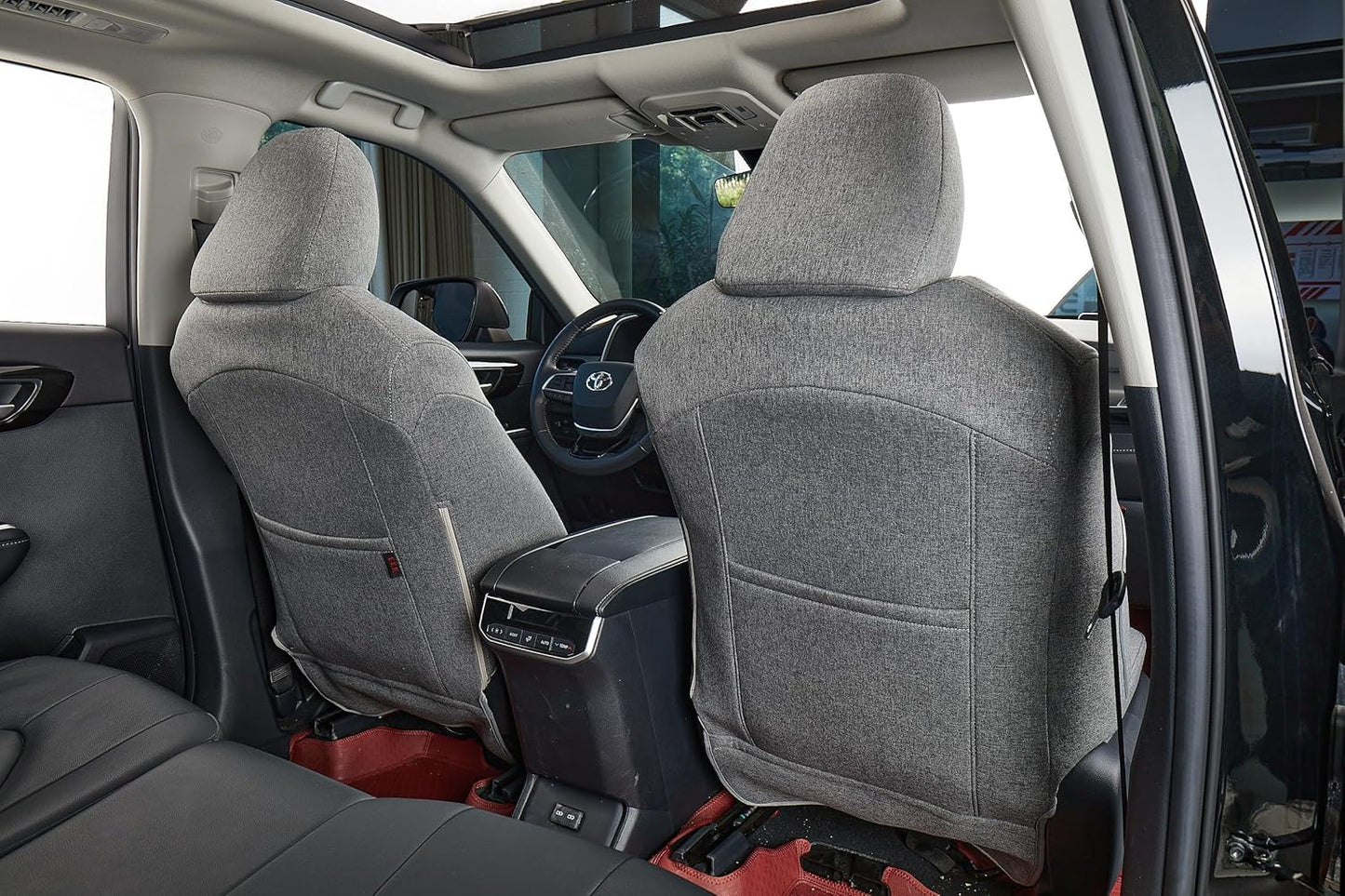 coverdream Custom Fit Camry Car Seat Covers for 2025 Toyota Camry XLE,XSE,Full Coverage Polyester Seat Protector(Full Set,Gray)