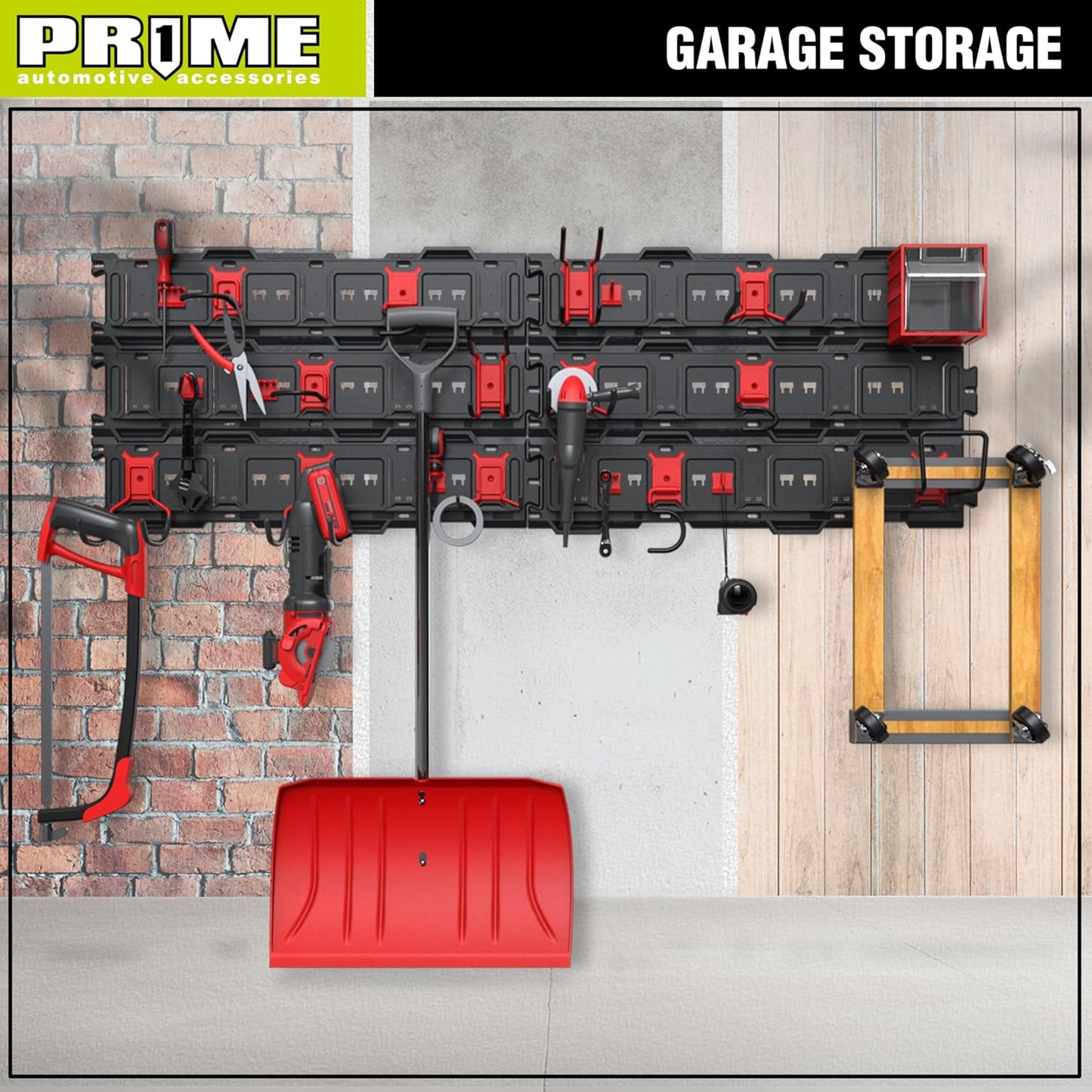 PR1ME 11 pcs Garage Storage Wall Mount Organizer Kit, Garage Storage Wall Rails with Utility Garage Wall Mount Hooks, 2X 31 inch Wall Rails, 4 Steel Garage Hooks, 5 Plastic General Purpose Hooks