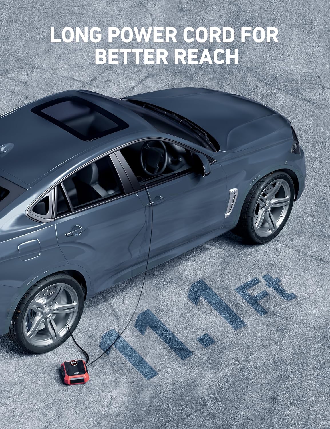 AstroAI Portable Air Compressor and Tire Inflator - 12V DC Auto Accessory with LED Light and Digital Display - 100PSI for Car, Bicycle and Other Tires