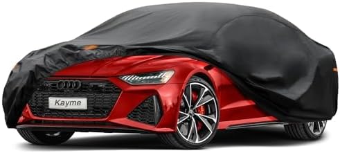 Kayme 7 Layers Car Cover Custom Fit for Audi A7 S7 RS7 (2010-2025) Waterproof All Weather for Automobiles, Outdoor Full Cover Rain Sun UV Protection.Black