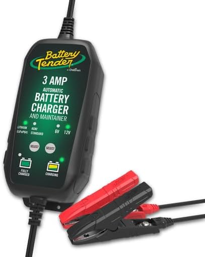 Battery Tender 3 AMP Battery Charger and Maintainer - Automotive Switchable 12V or 6V Smart Automatic for Cars SUVs and Trucks - Lead Acid, AGM, Gel, & Lithium Battery Charger - 022-0202-COS