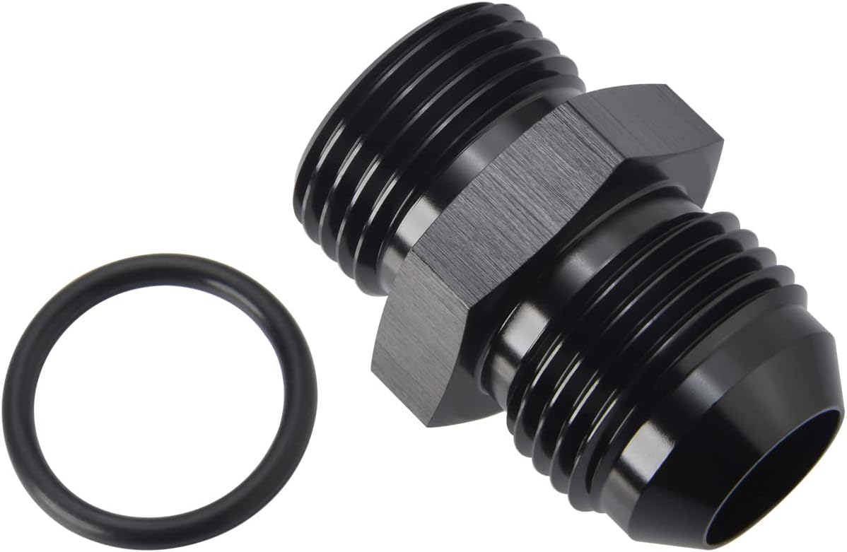 10AN Male Flare to 10AN ORB O-ring Boss Fuel Pump Rail Adapter Fitting Aluminum Black