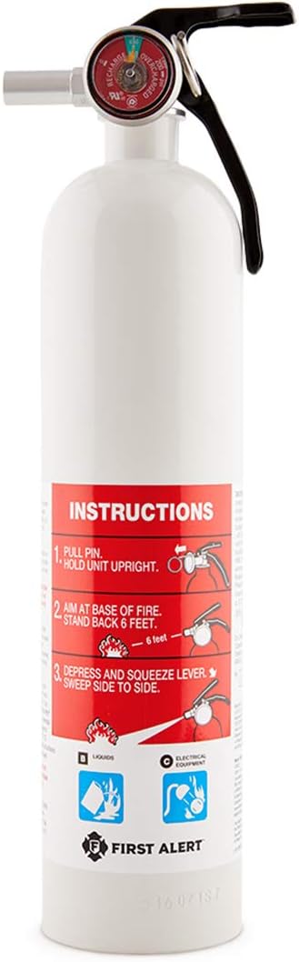 First Alert Fire Extinguisher for Car & Marine Use, UL RATED 10-B:C, AUTOMAR10 FE10GR, White, 1-Pack